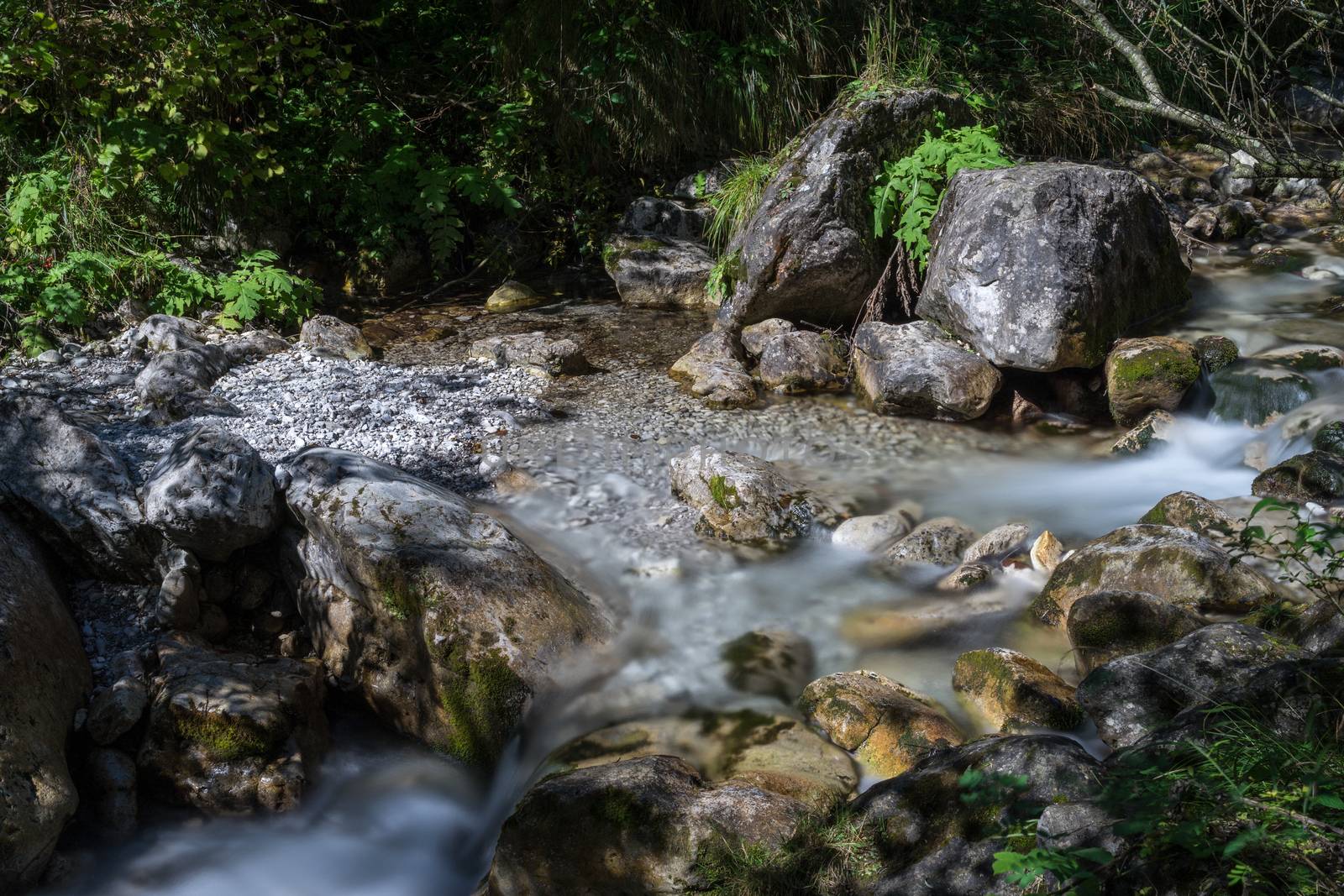 Tiny Rapids at the Val Vertova Torrent Lombardy near Bergamo in Italy