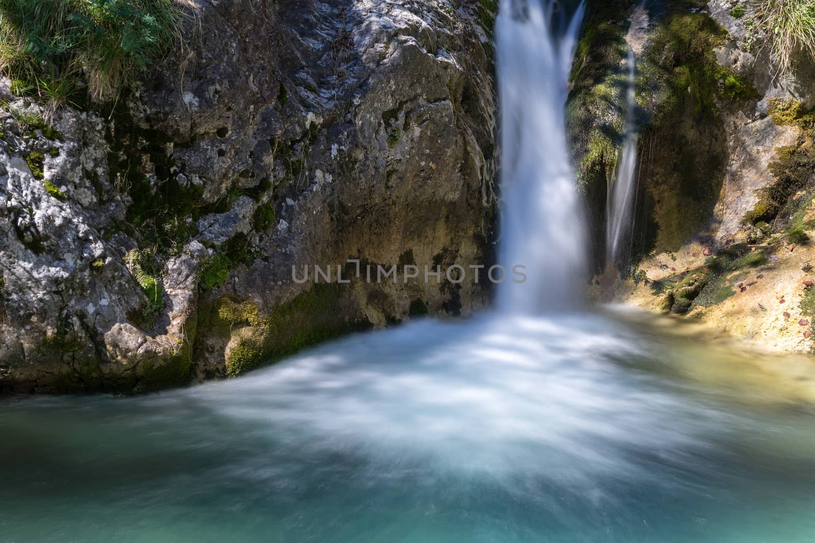 Waterfall at the Val Vertova Torrent Lombardy near Bergamo in Italy