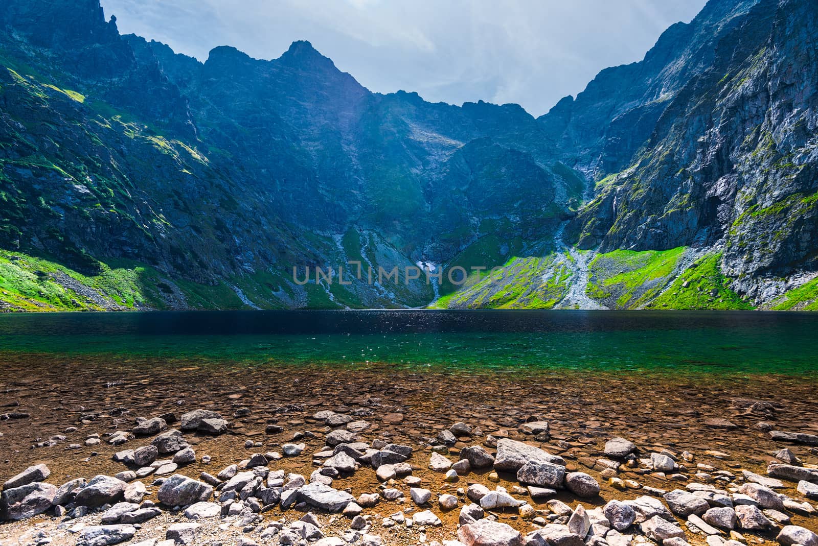 Beautiful picturesque lake in the Tatra Mountains Cherny Staw, Poland