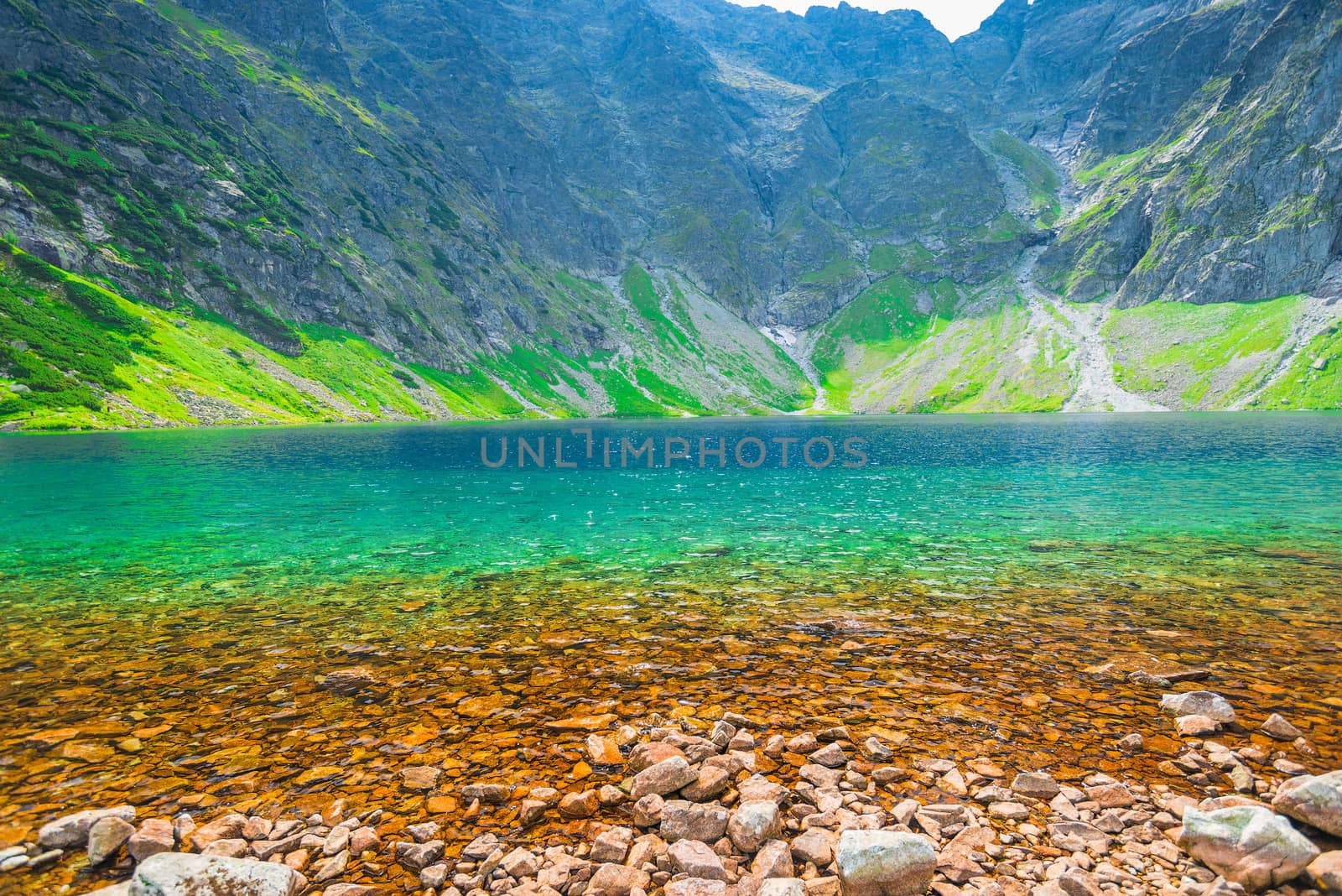 transparent water of a beautiful lake in the Tatras Sea Eye