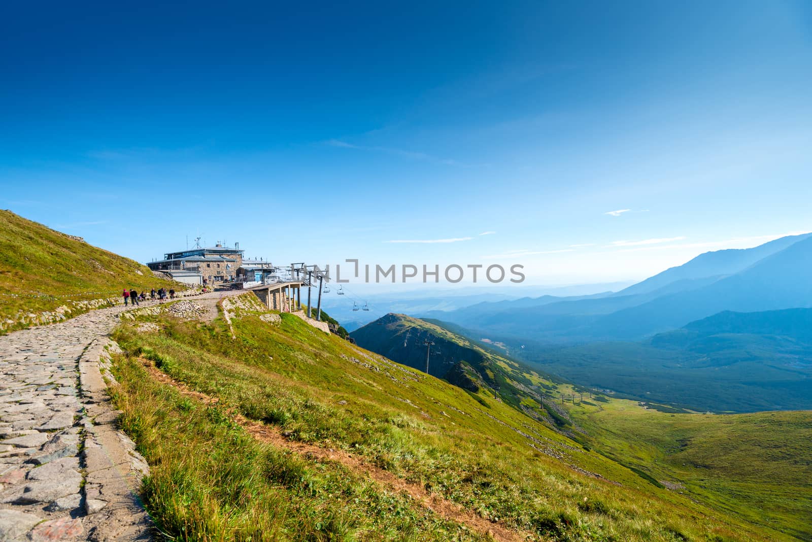 funicular station on the top of the mountain Kasprowy Wierch in Poland