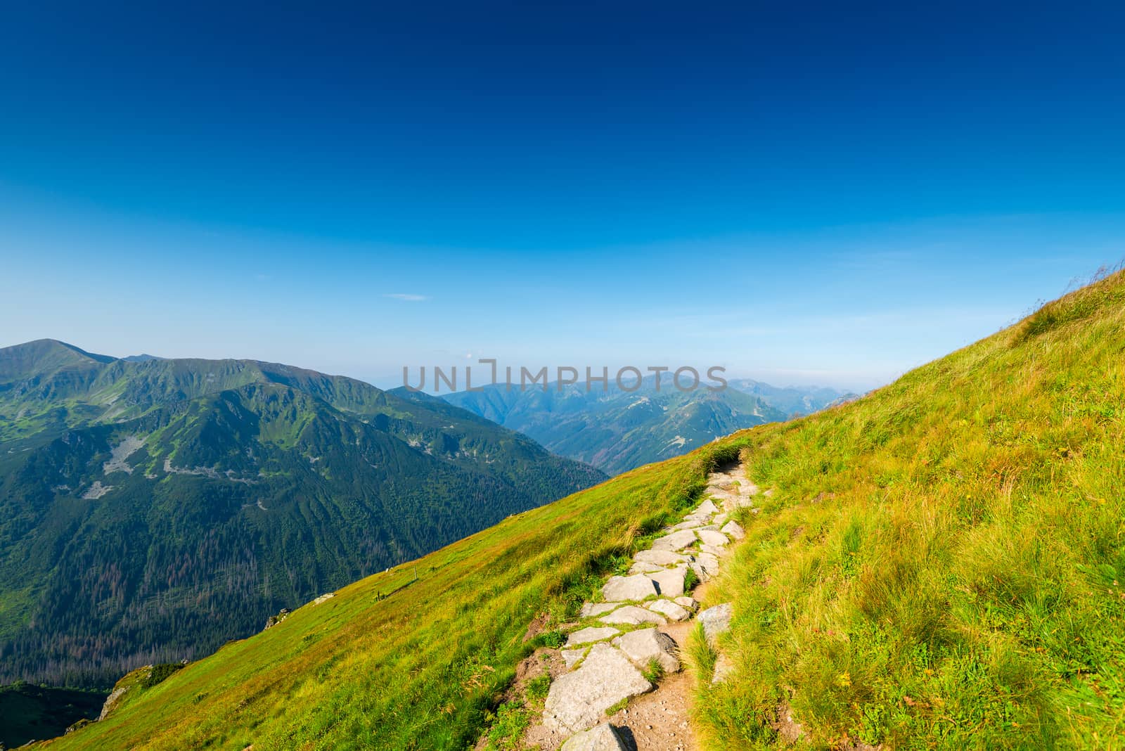 high mountains with trails for tourists, Kasprowy Wierch Poland