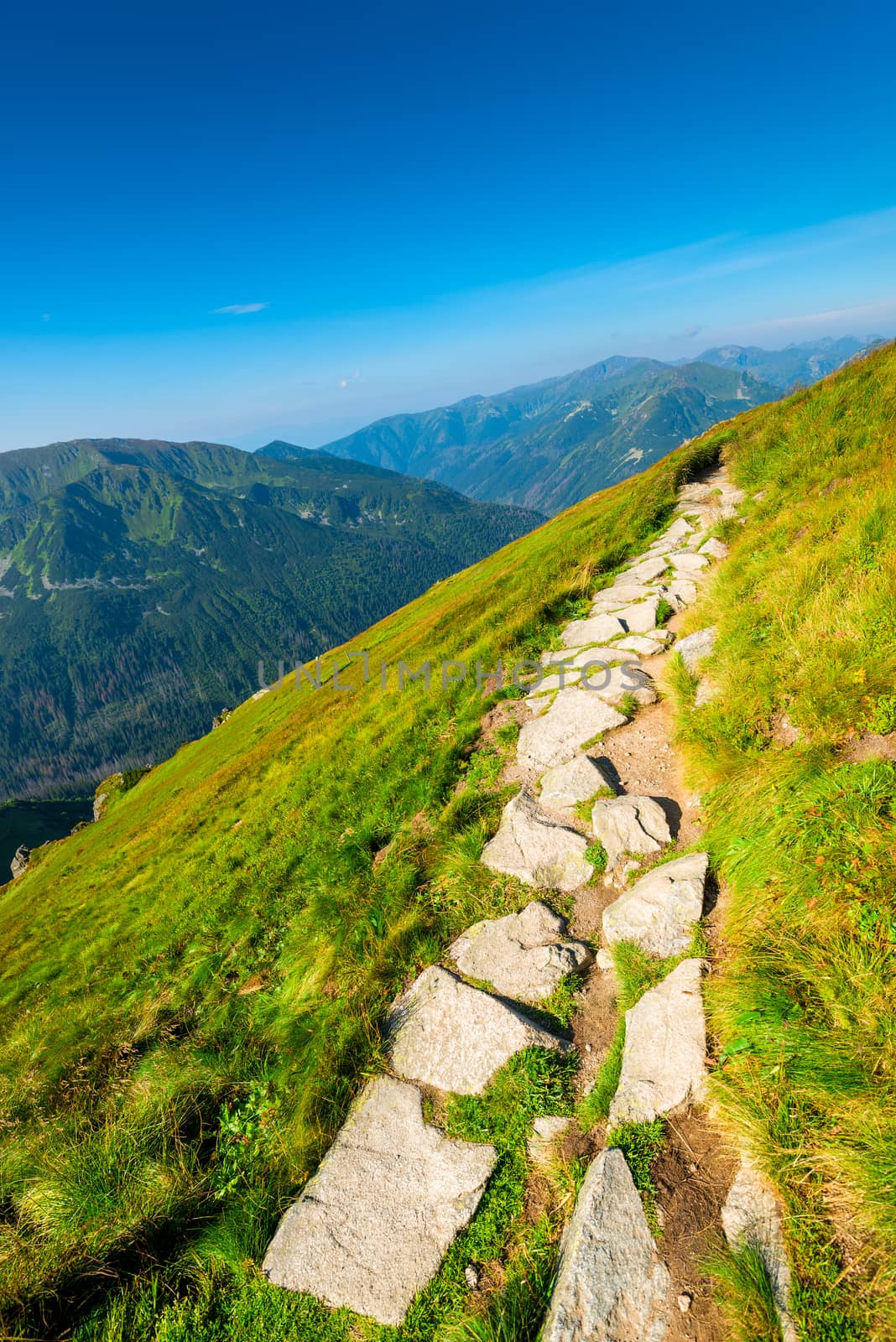 vertical landscape - path for tourists, Kasprowy Wierch Poland