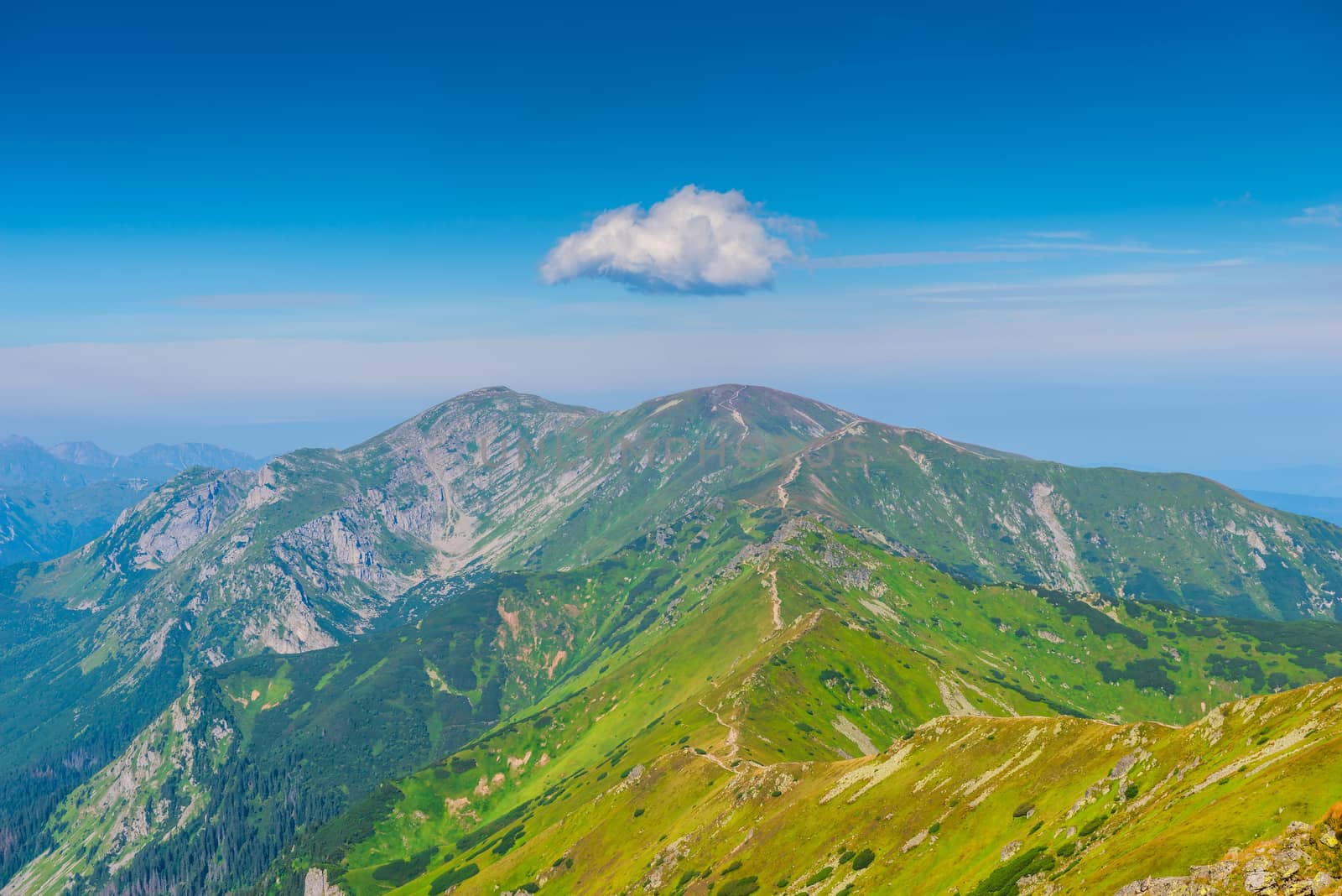 a small cloud over the highest mountain, Poland Kasprowy Wierch by kosmsos111