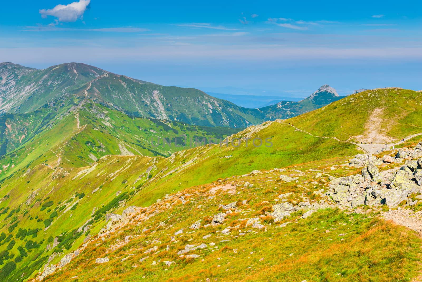 Tourist route to Mount Kasprowy Wierch in Poland, a beautiful view of the mountains