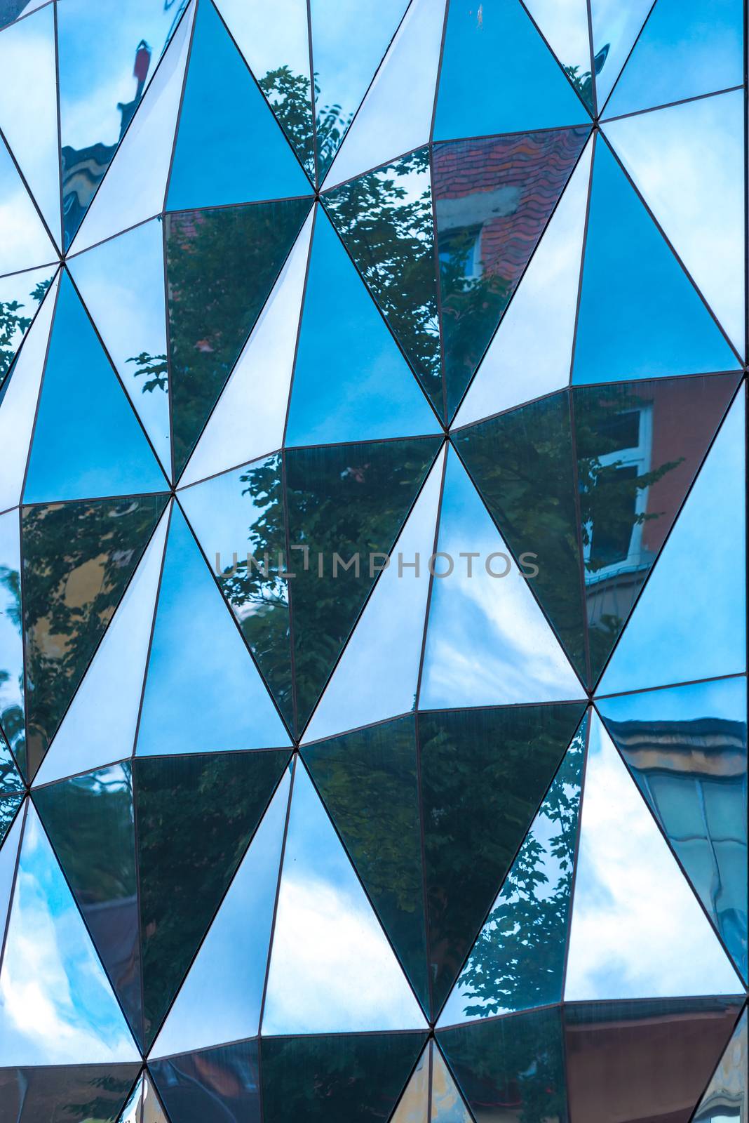 close up glass wall of a modern building