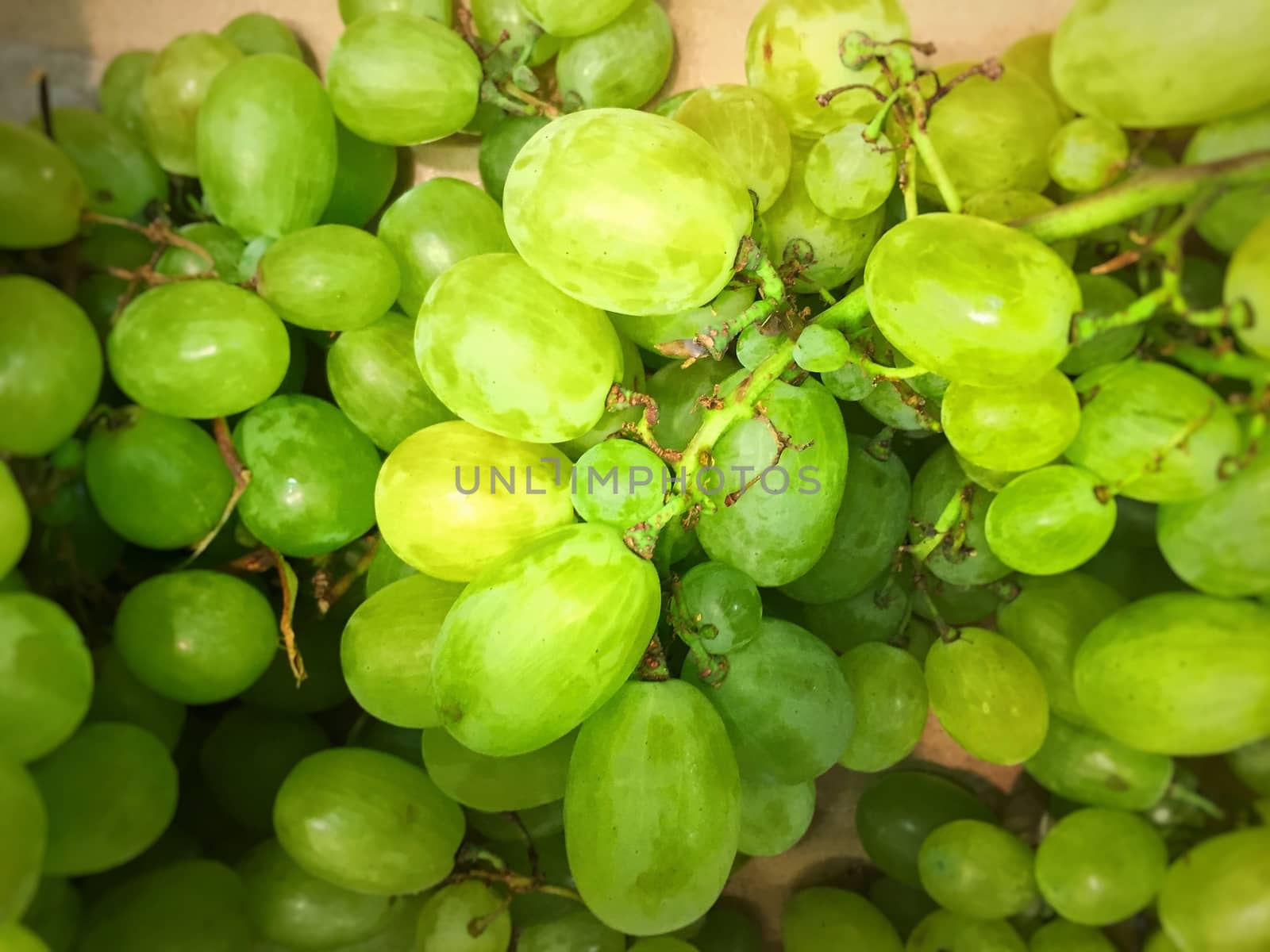 top view of fresh green grapes