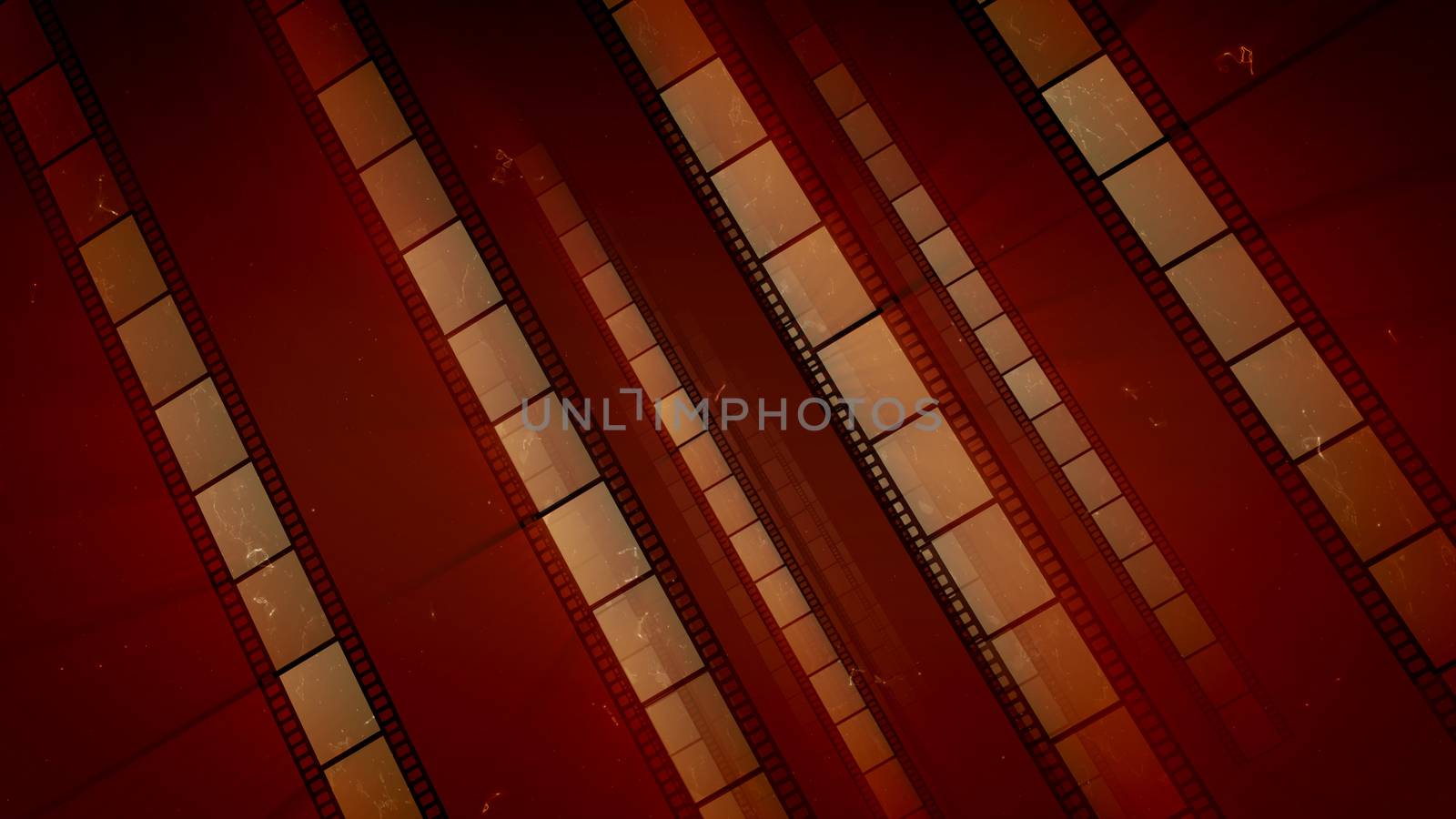 An arty 3d illustration of slanting straight film tapes of light and dark brown colors. They create the feeling of high professionalism, creativity, optimism and nostalgia for Hollywood cinema.