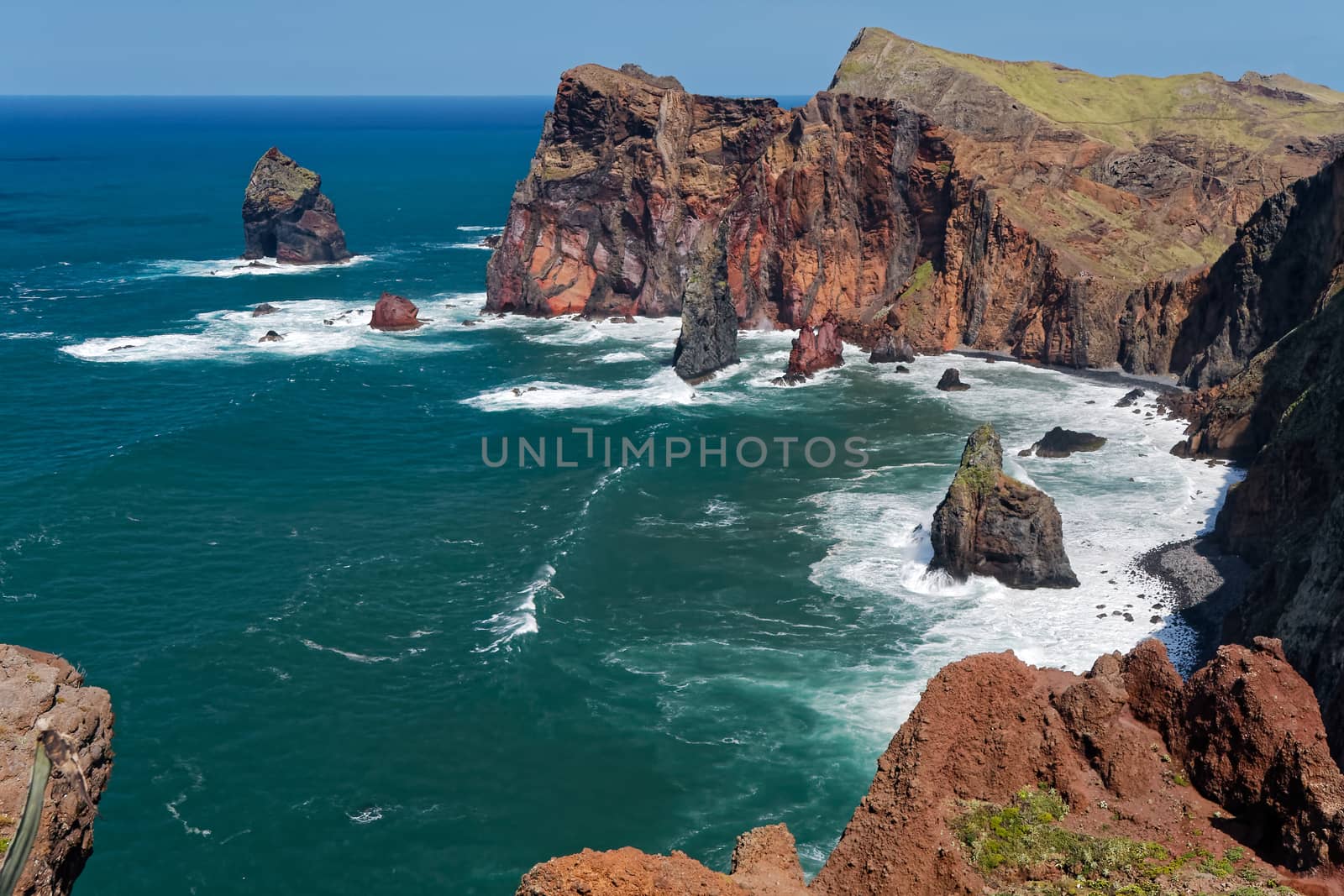 Cliffs at St Lawrence Madeira Showing Unusual Vertical Rock Form by phil_bird