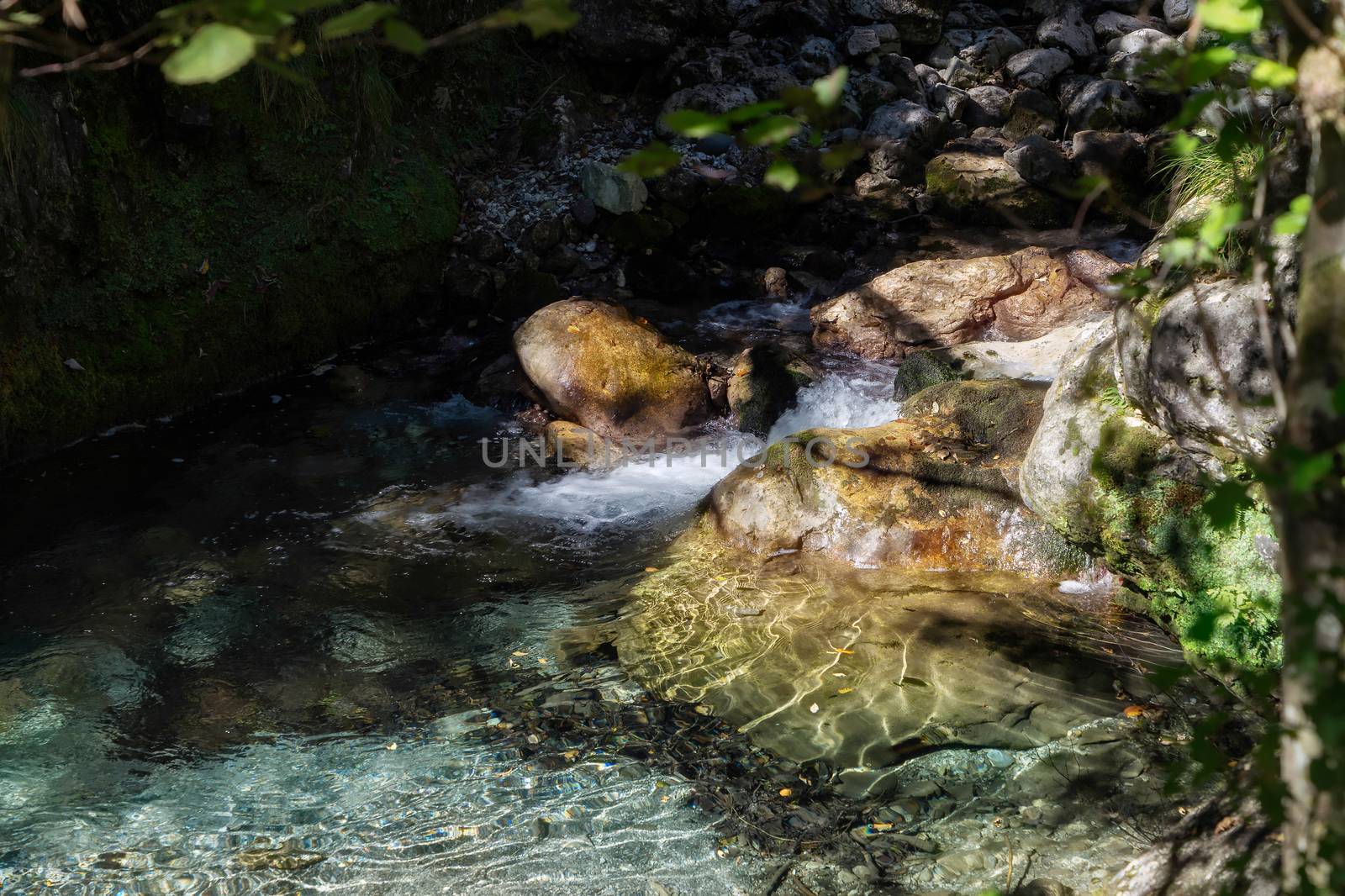 Tiny Rapids at the Val Vertova Torrent Lombardy near Bergamo in Italy