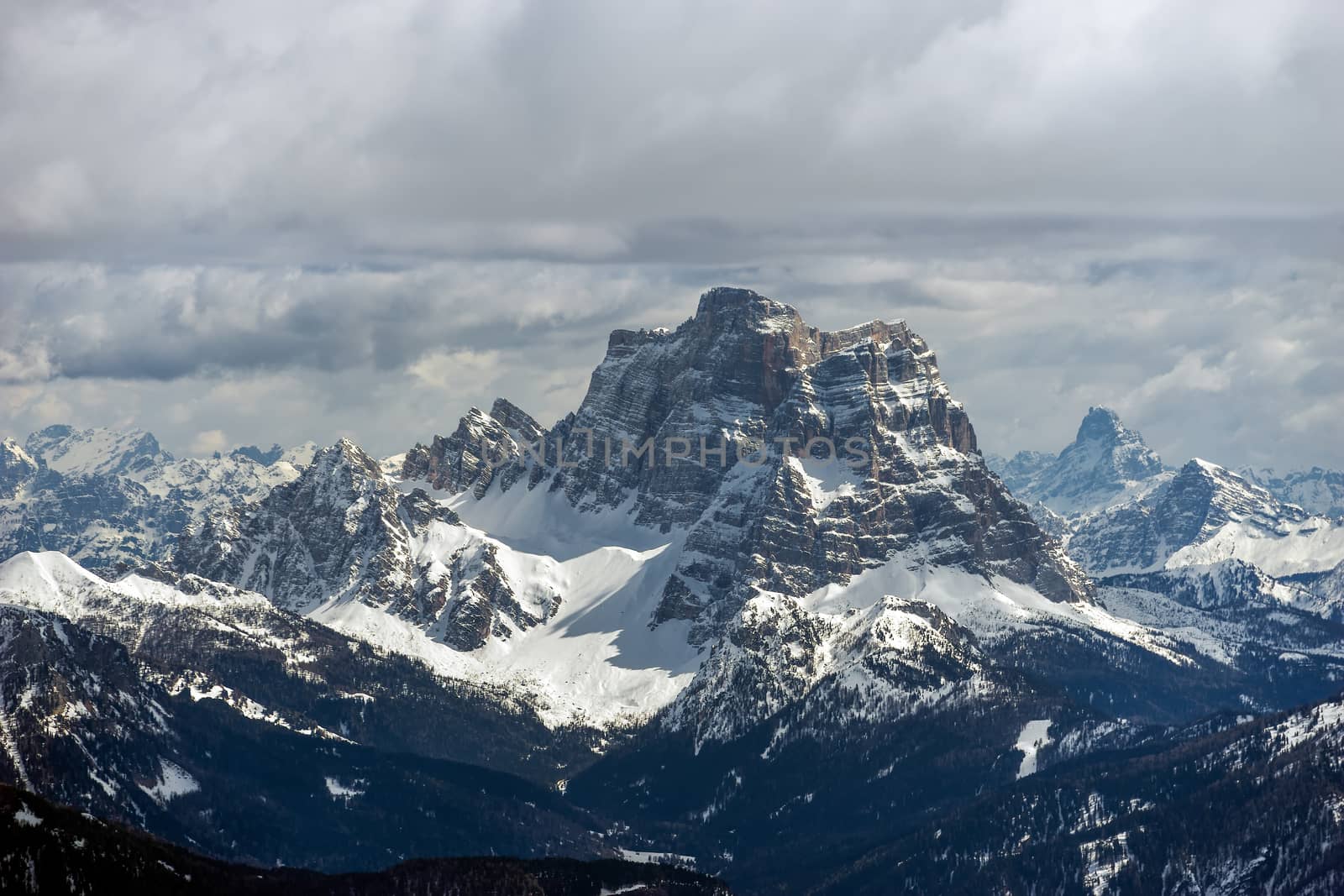 View from Sass Pordoi in the Upper Part of Val di Fassa