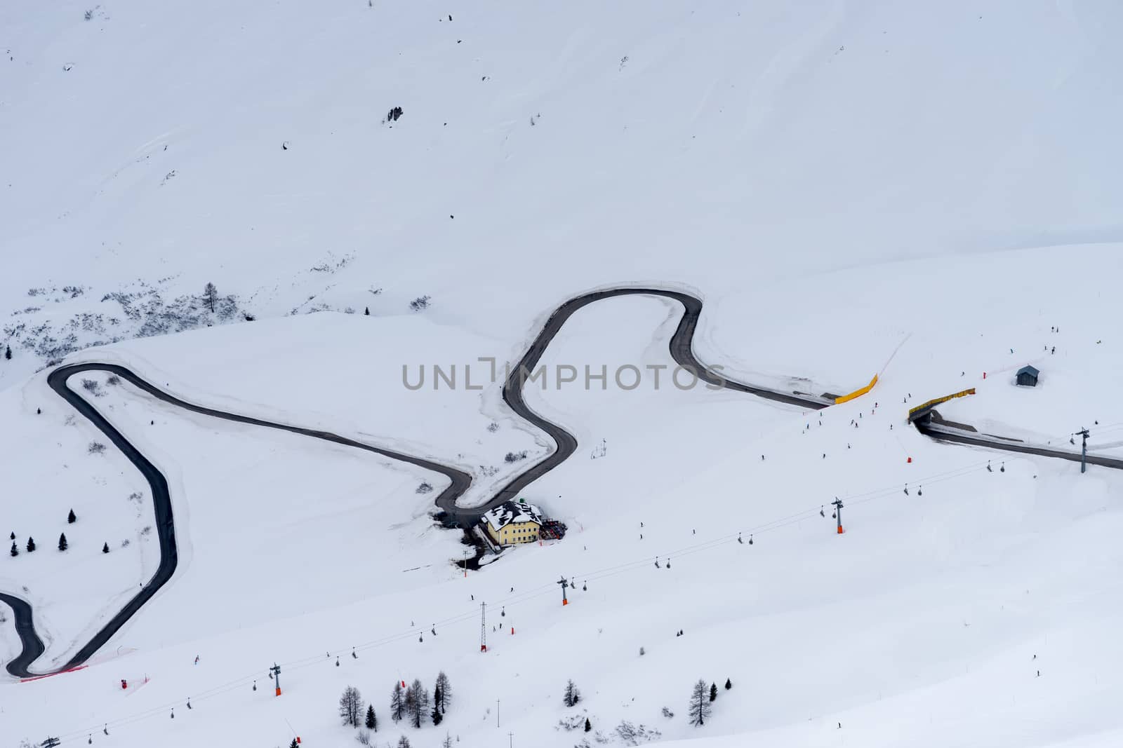 View from Sass Pordoi in the Upper Part of Val di Fassa