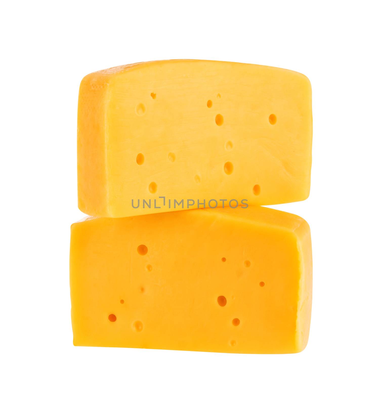 Two pieces of cheese isolated on white background. With clipping path. by xamtiw