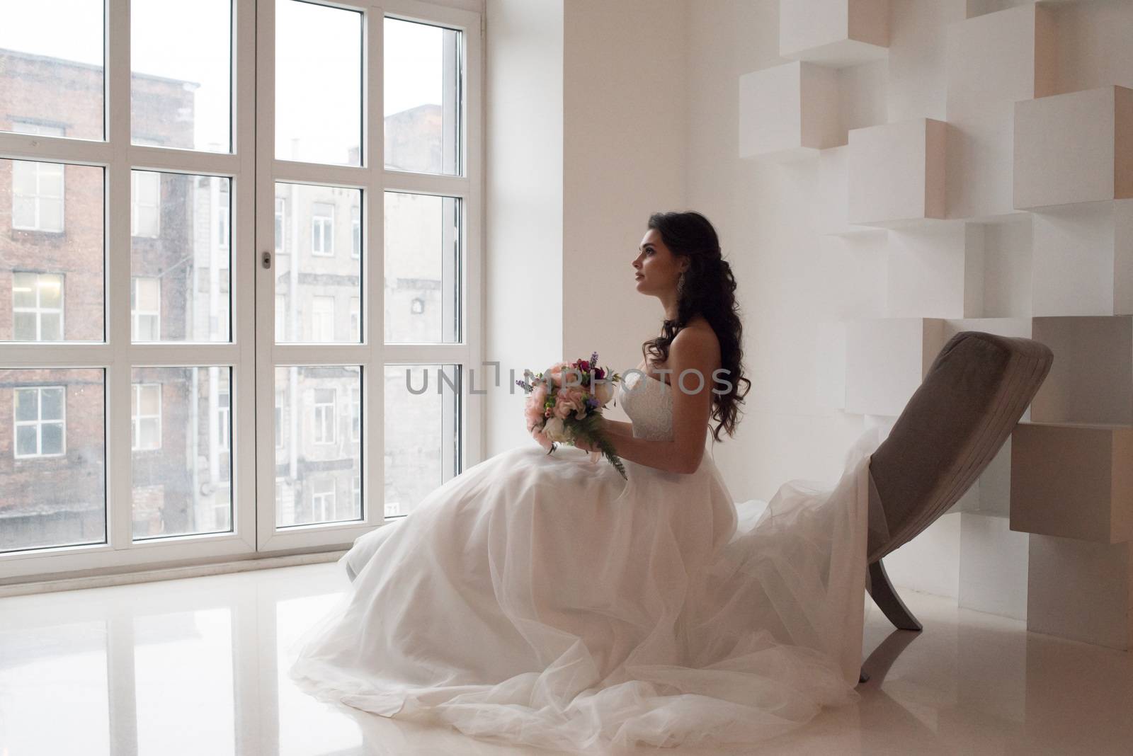 Beautiful bride with bouquet by ALotOfPeople