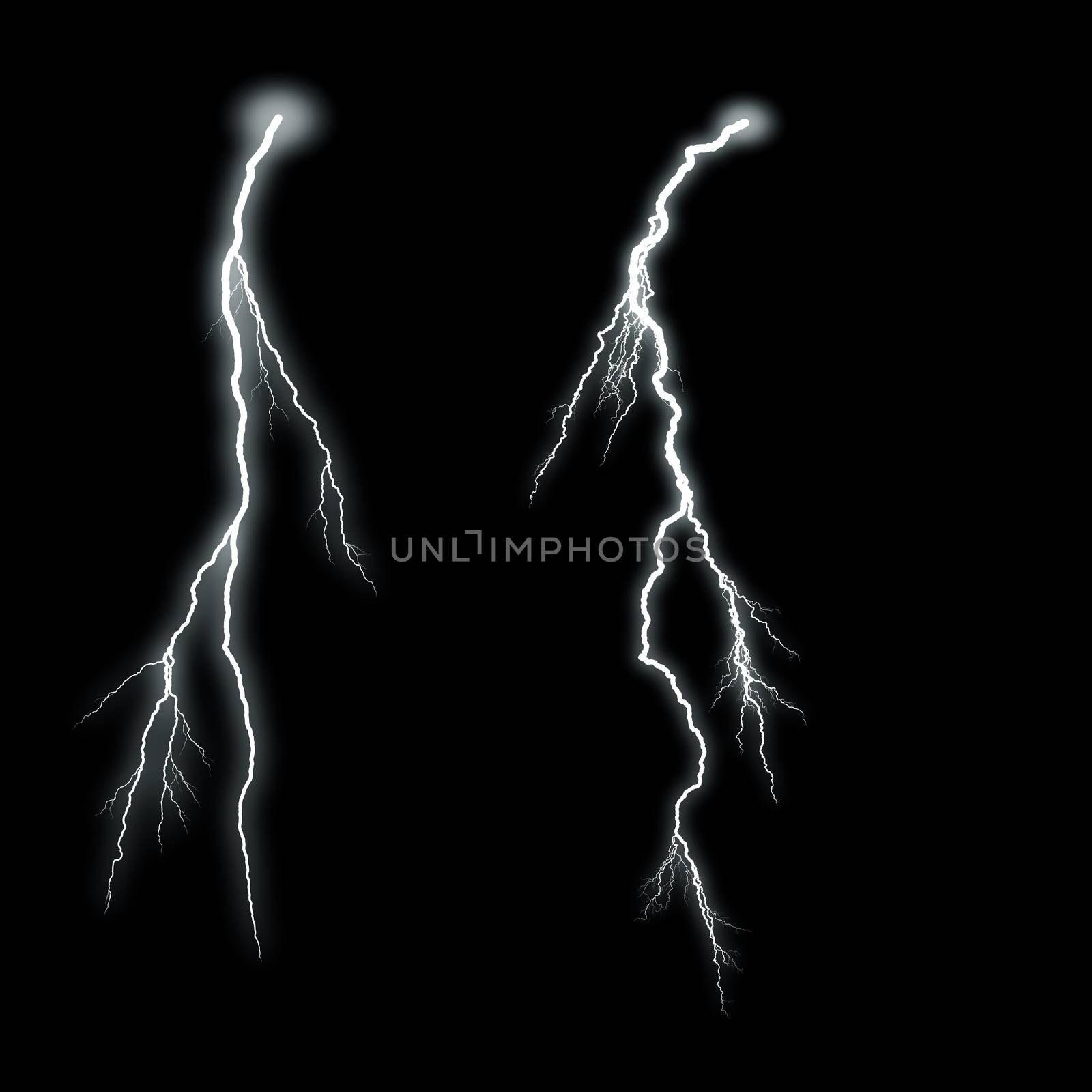 White lightning with a glow isolated over black background, photo realistic illustration. For the best effect set the layer with the lightning to screen mode.