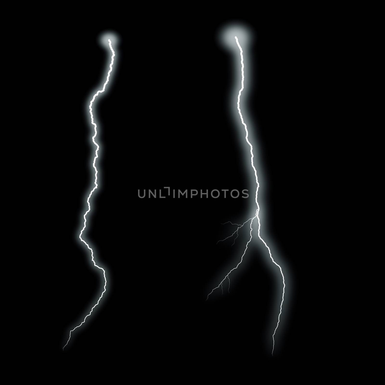 Lightning Isolated over Black Background by whitechild