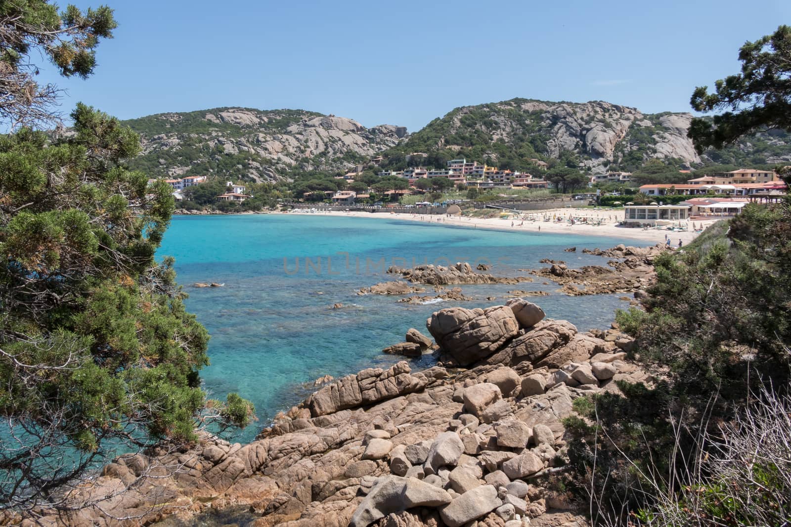 The beach at Baja Sardinia in Sardinia on May 18, 2015.  by phil_bird