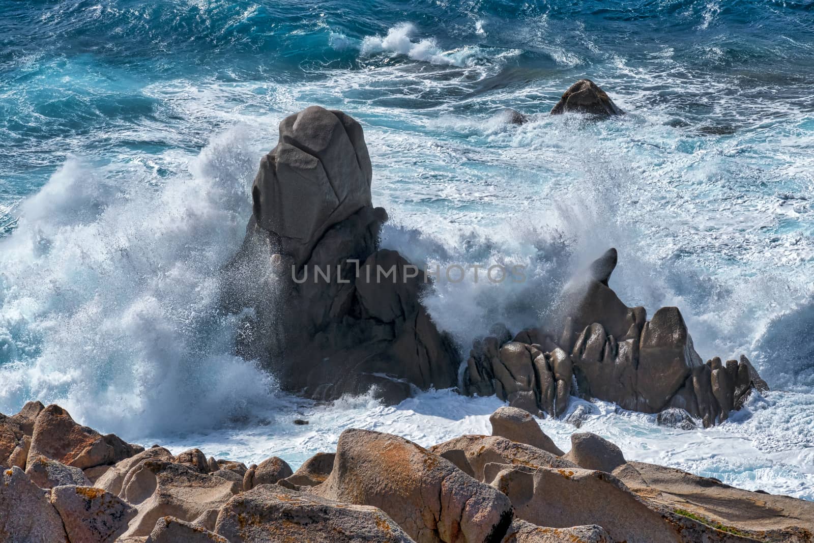 Waves pounding the coastline at Capo Testa Sardinia by phil_bird