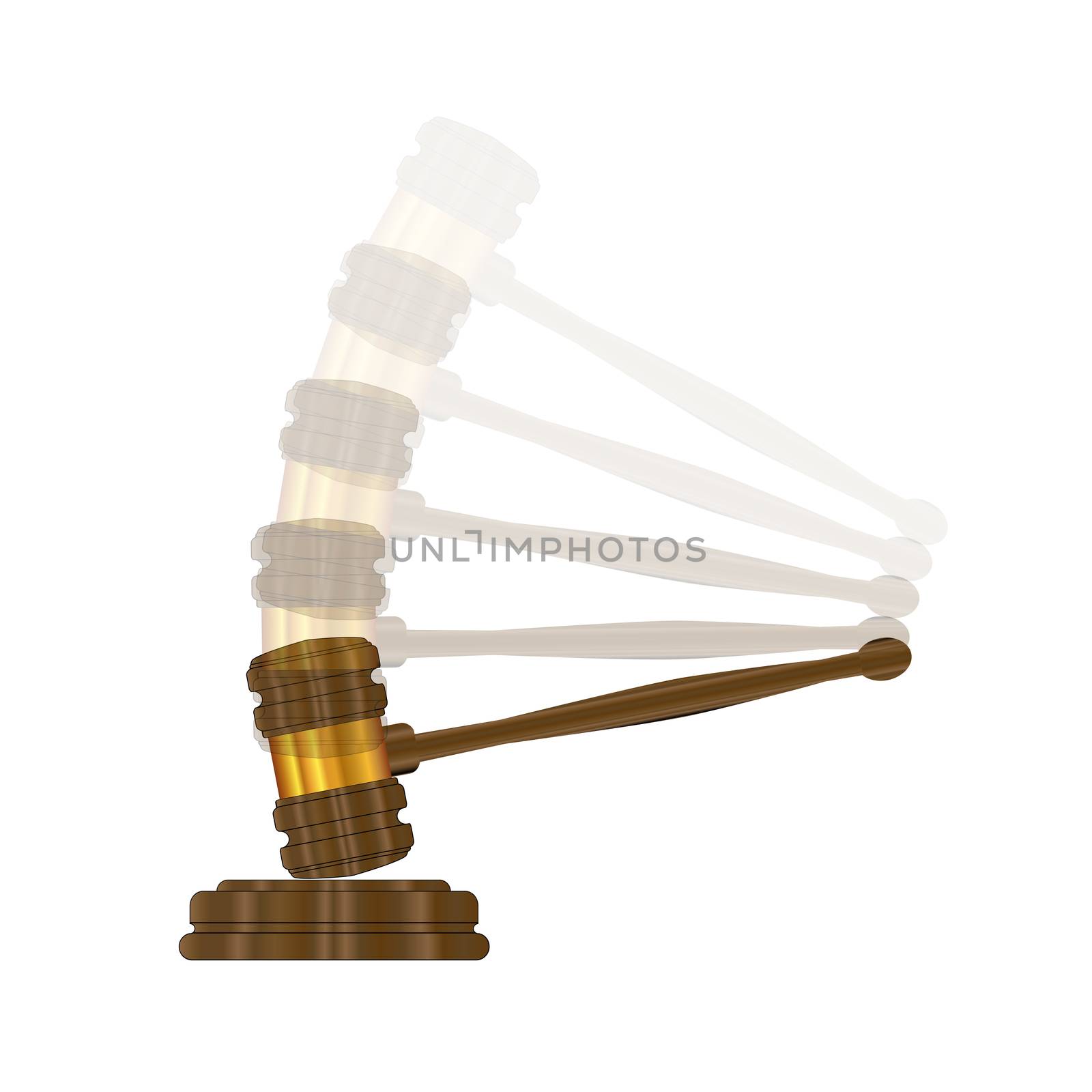 The gravel as used by judges in a court of law and auctioneers over a white background