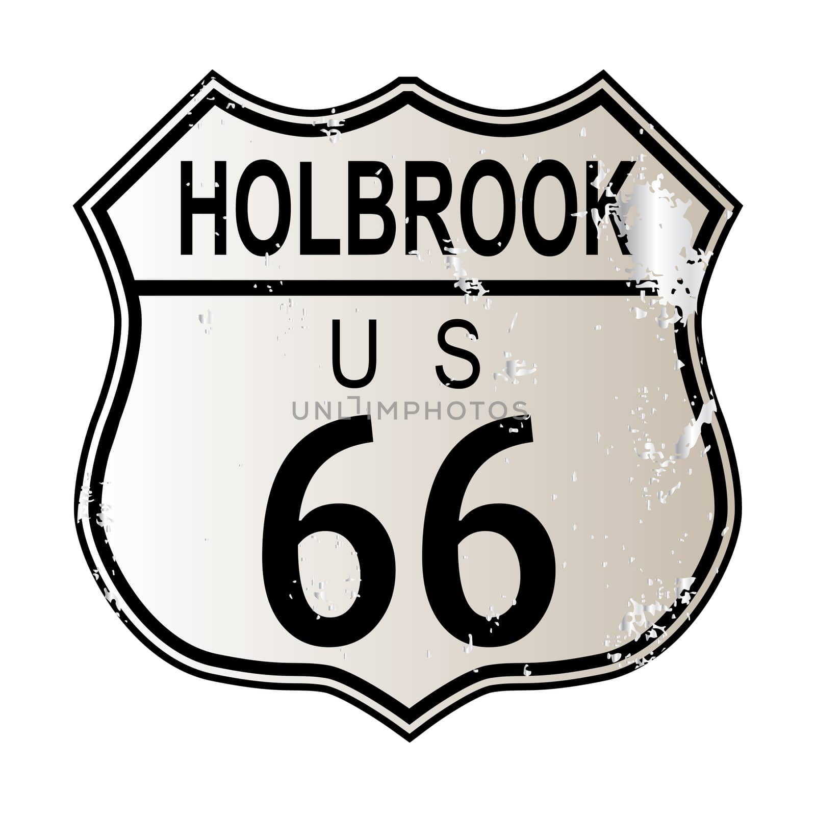 Holbrook Route 66 traffic sign over a white background and the legend ROUTE US 66