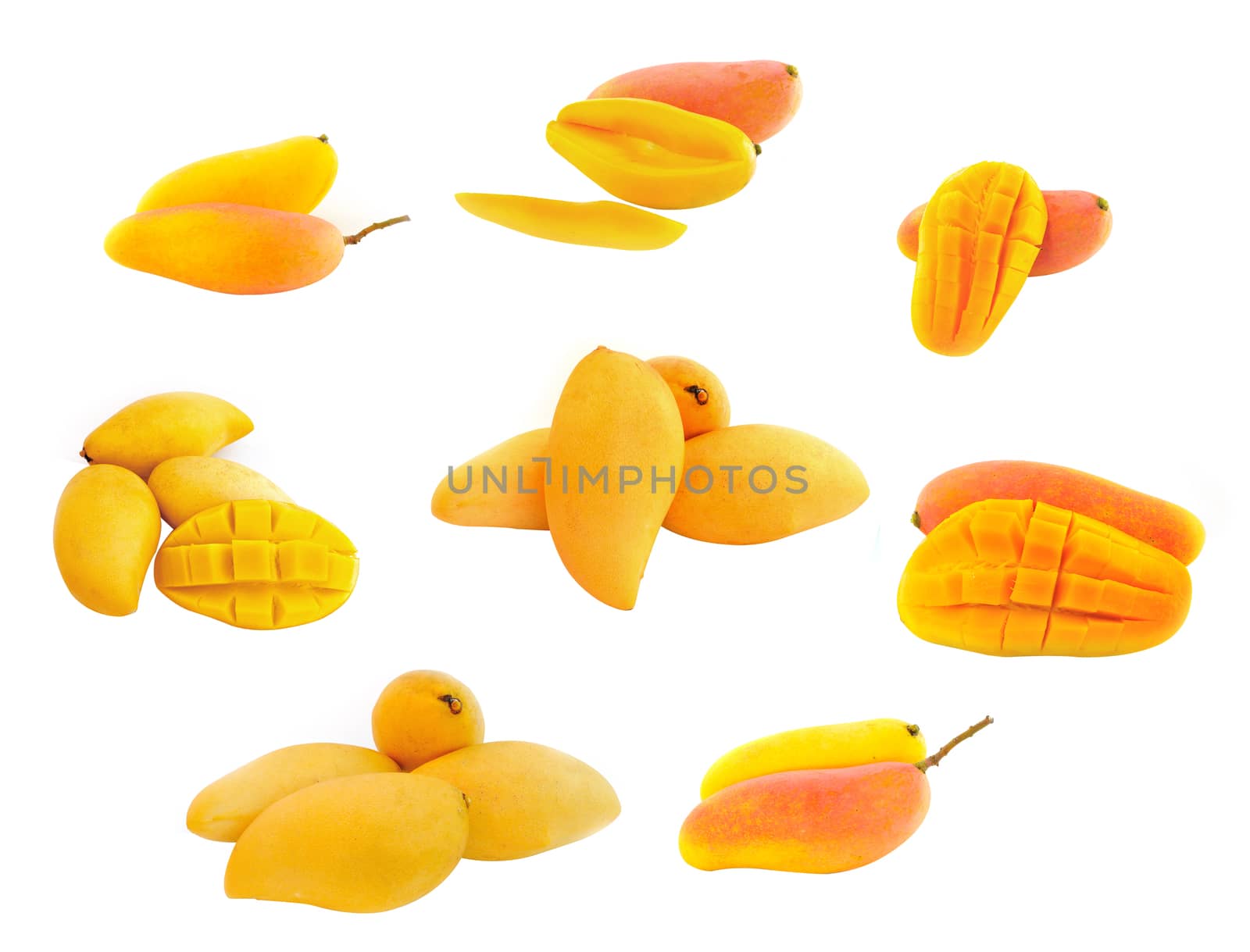 Yellow mango isolated on a white background by sommai