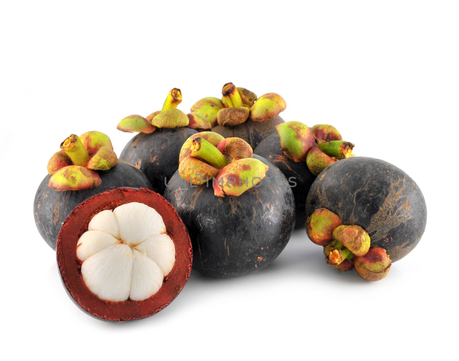 fresh mangosteen on a white background by sommai