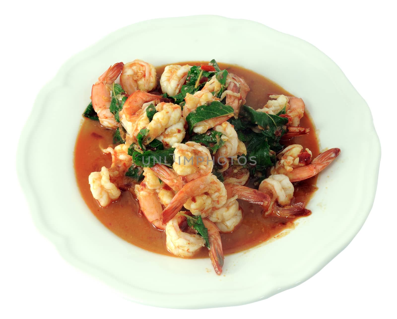 Thai food, shrimp ,with chili pepper and sweet basil. by sommai