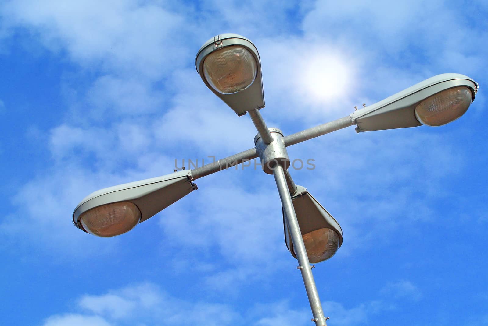 Street light on a blue sky background