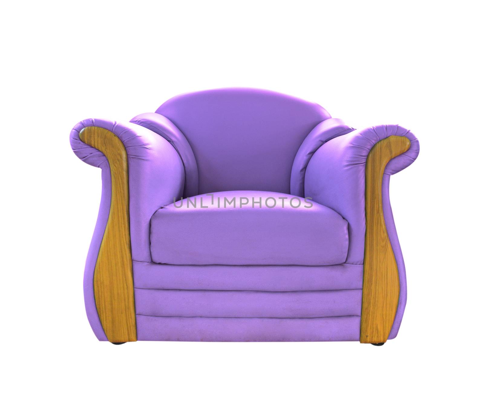 old  Purple  leather sofa isolated on white