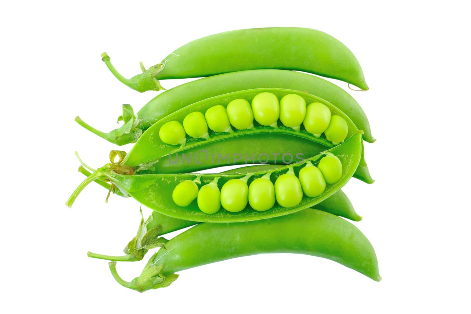 fresh green peas isolated on a white background by sommai