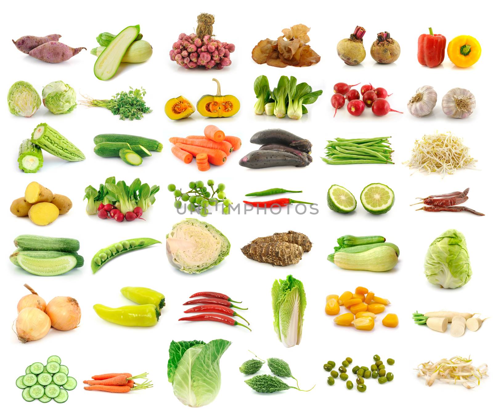 Vegetable collection isolated on a white background