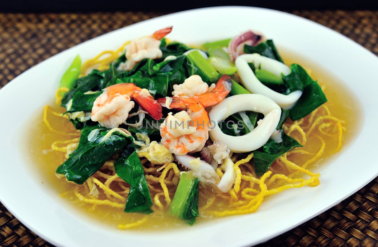 Rice Noodles sea food and Vegetables