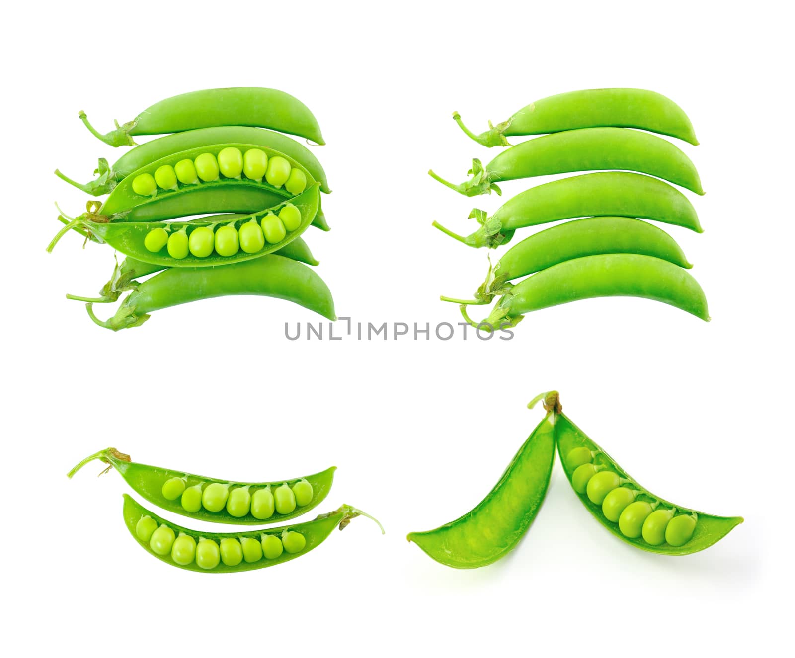 fresh green peas isolated on a white background