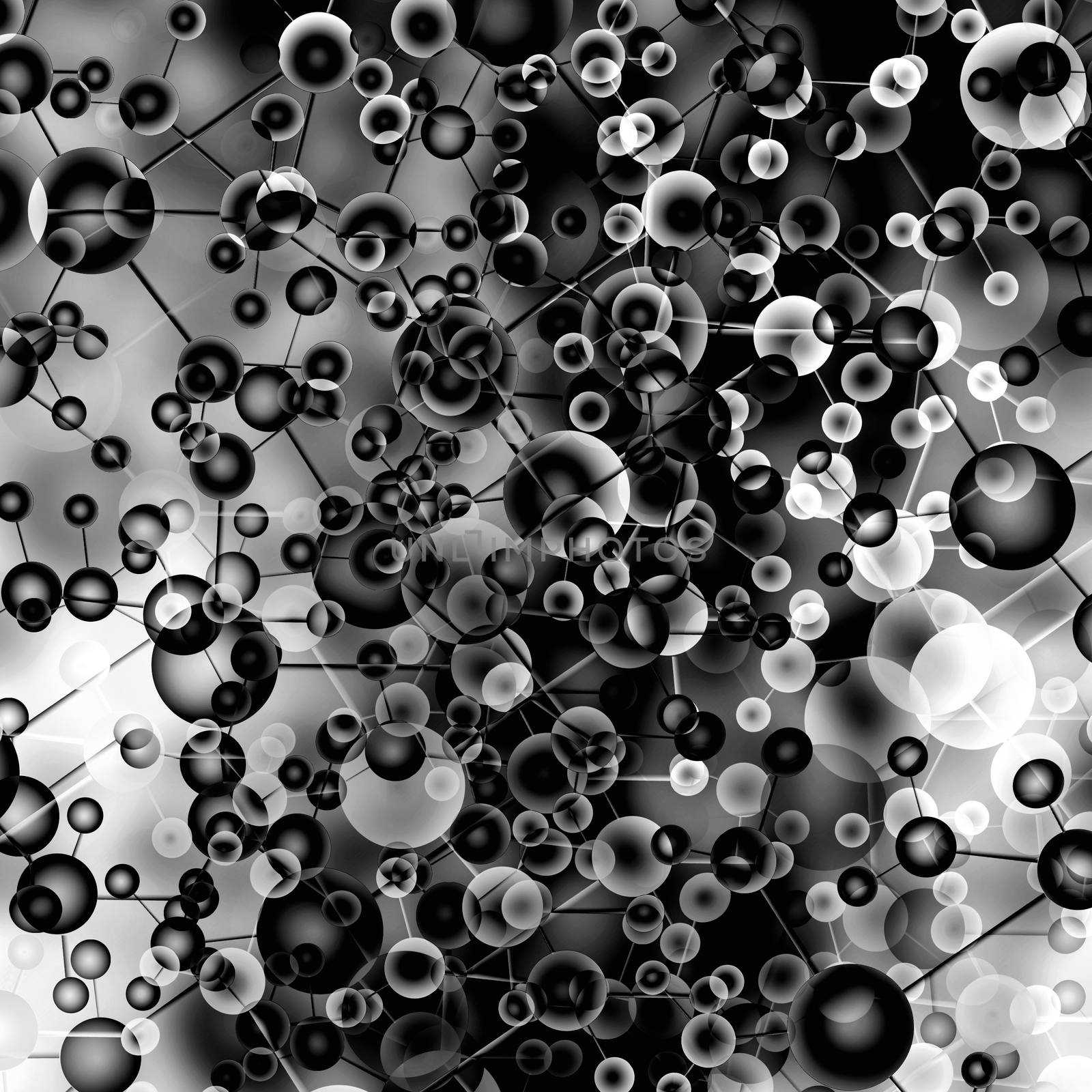 Molecule black white  background by sommai