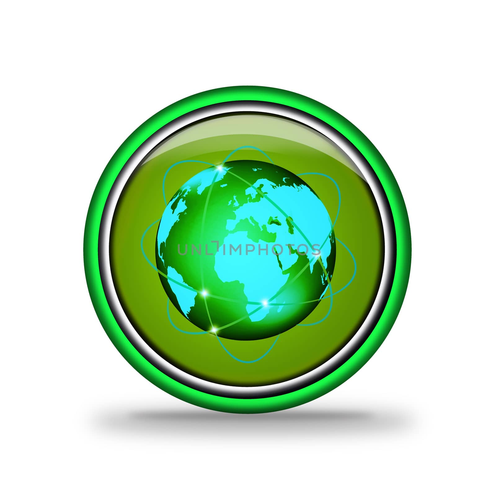 green shiny button with elements,  design for website. by sommai