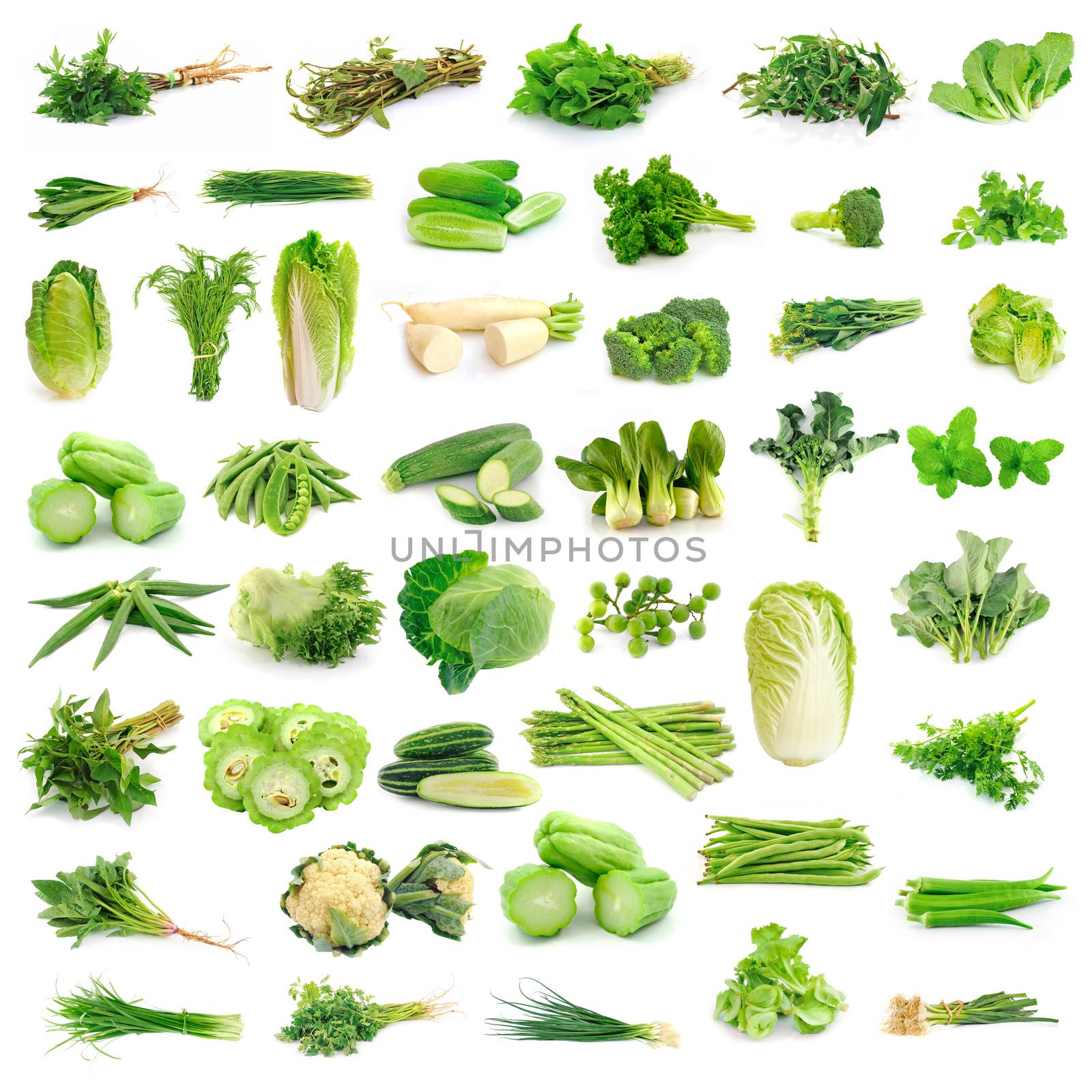 Vegetables collection isolated on white background by sommai