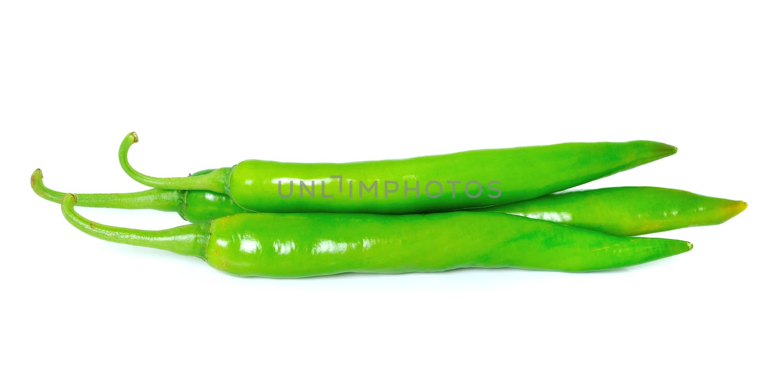 green hot chili pepper isolated on white background by sommai
