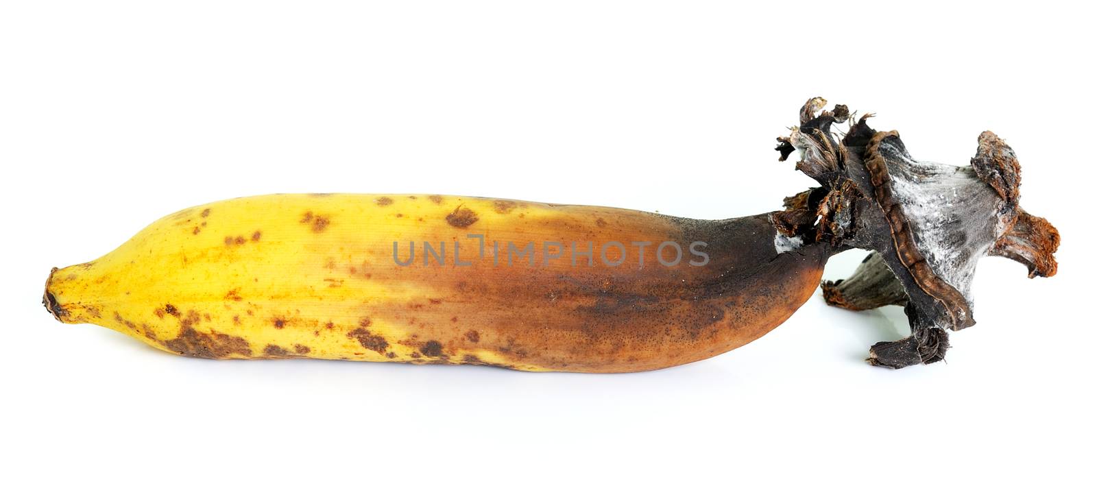 Over ripe banana isolated on white background by sommai