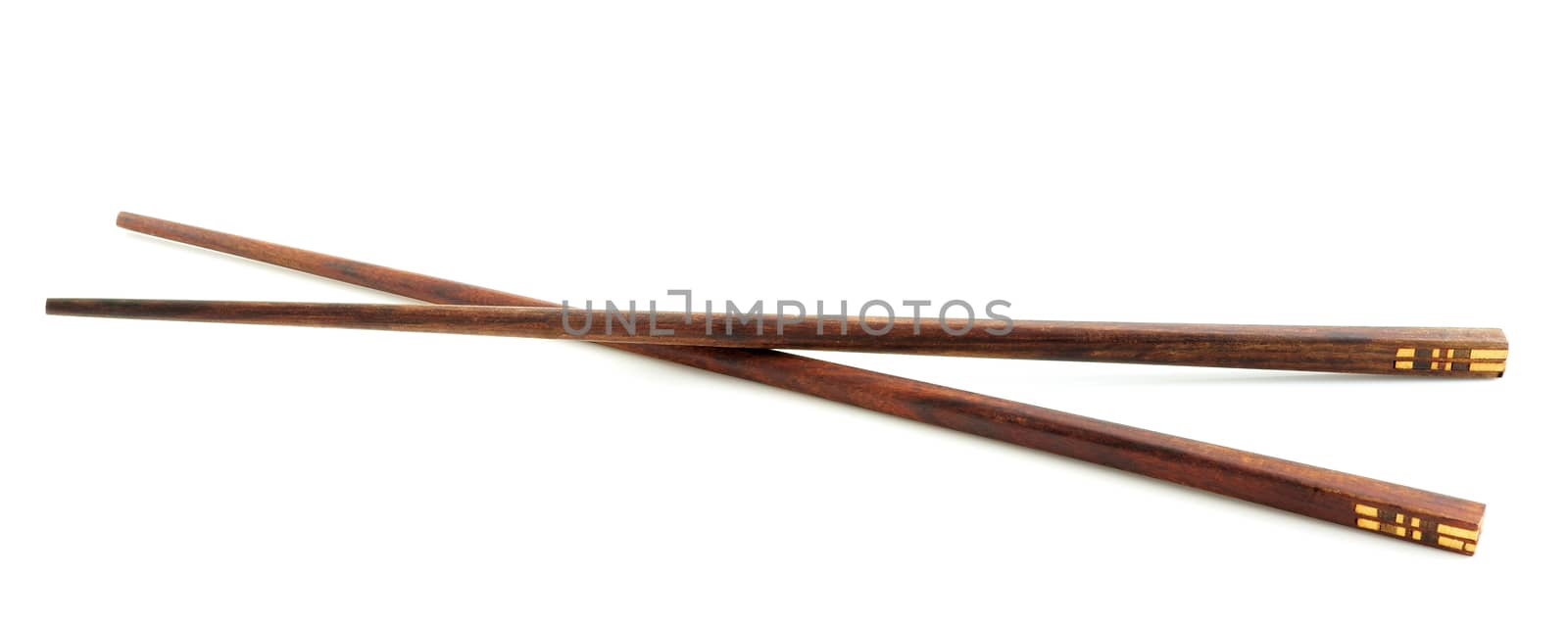 Wooden chopsticks, isolated on white background.