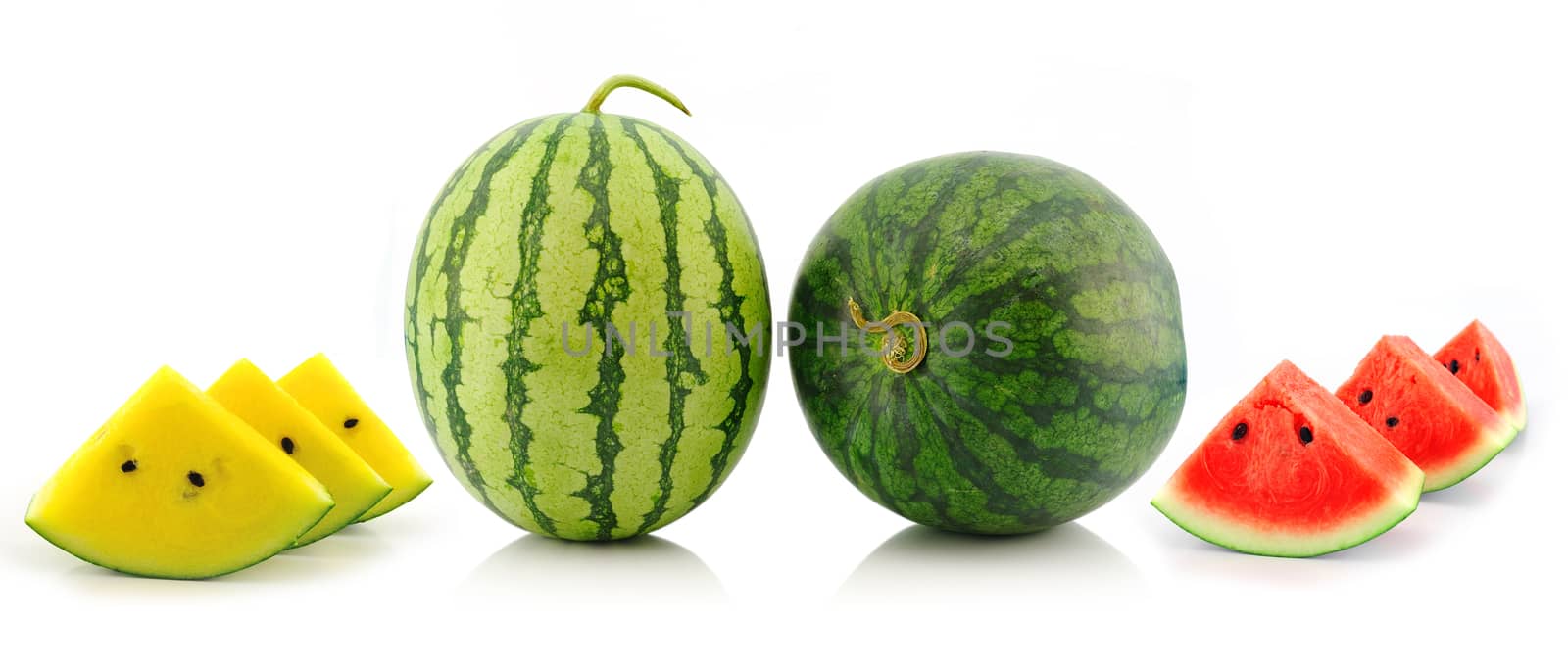 yellow red water melon on white background by sommai