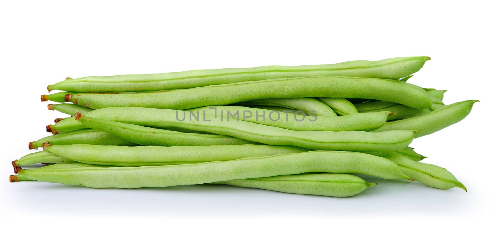 green beans on white background