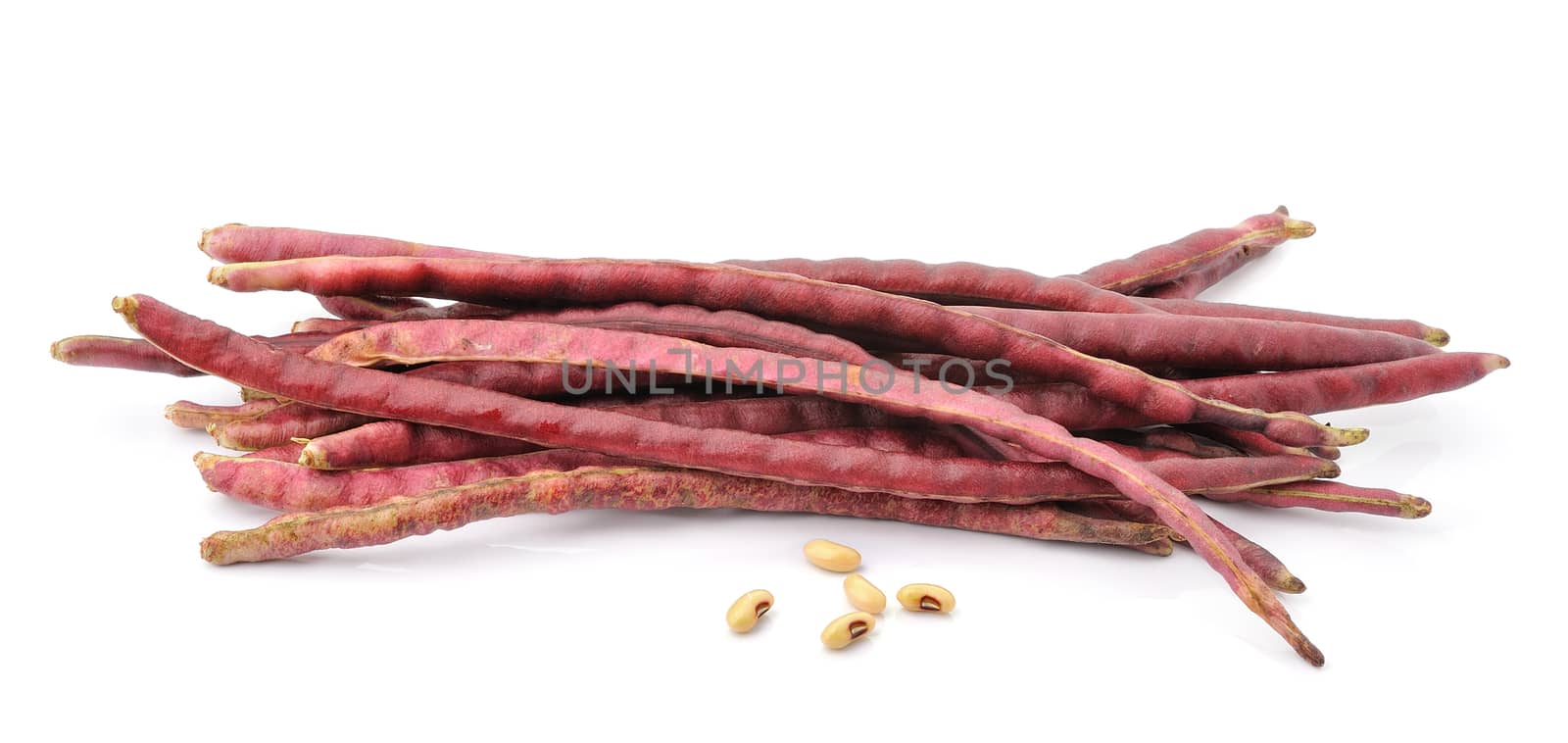 red beans on the white background.
