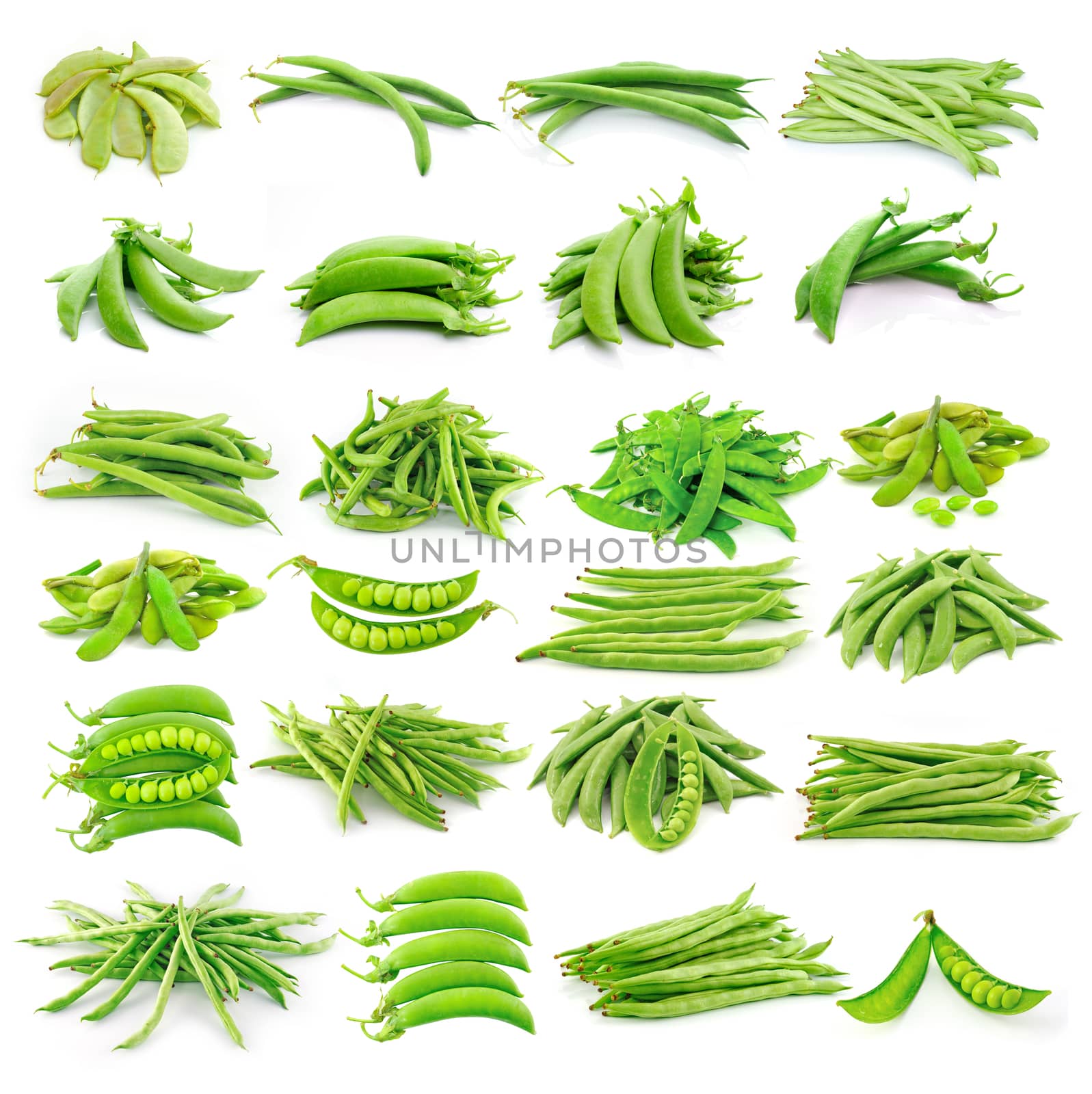 green beans isolated on white background by sommai