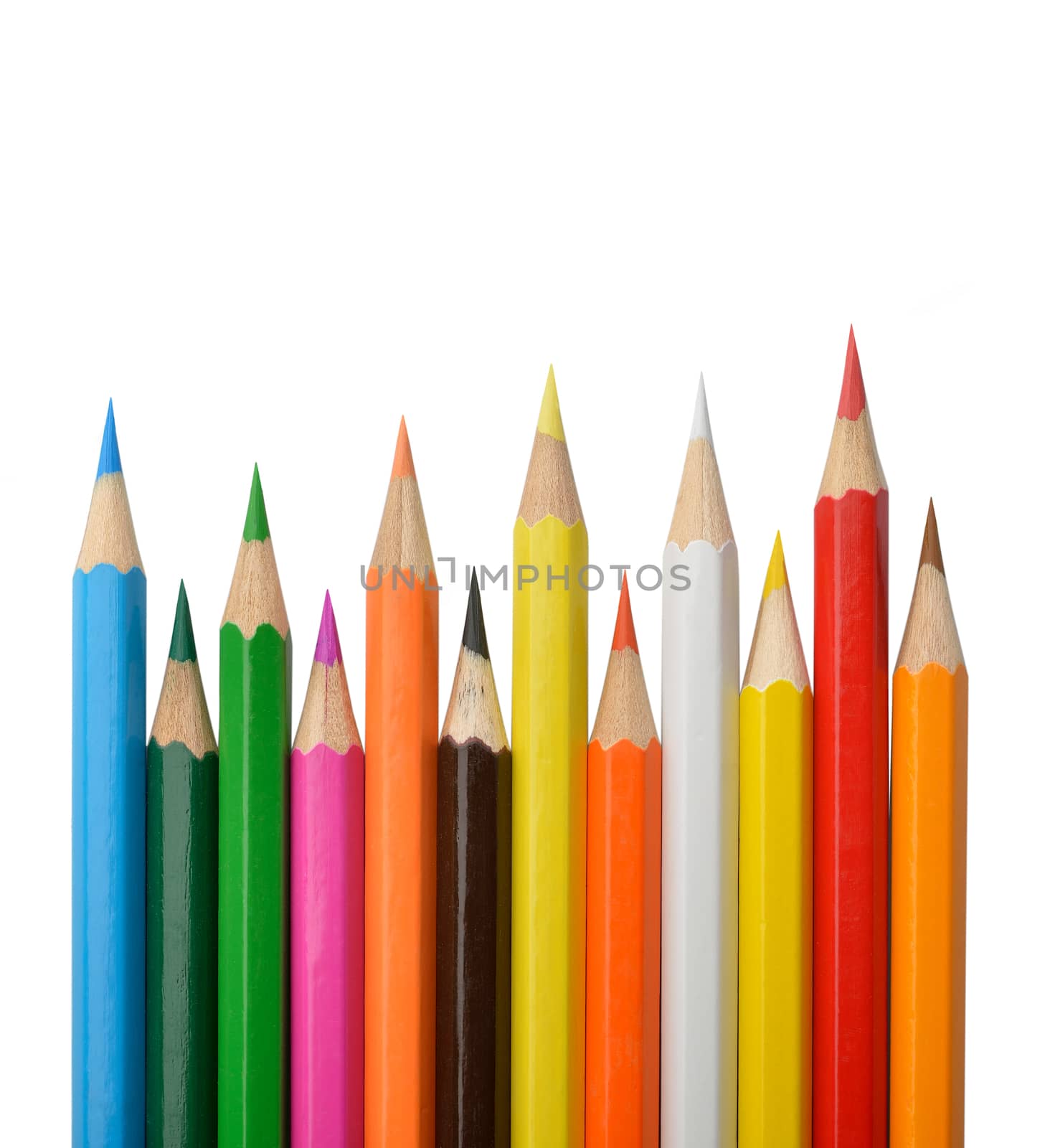 Colorful pencils isolated on white background by sommai