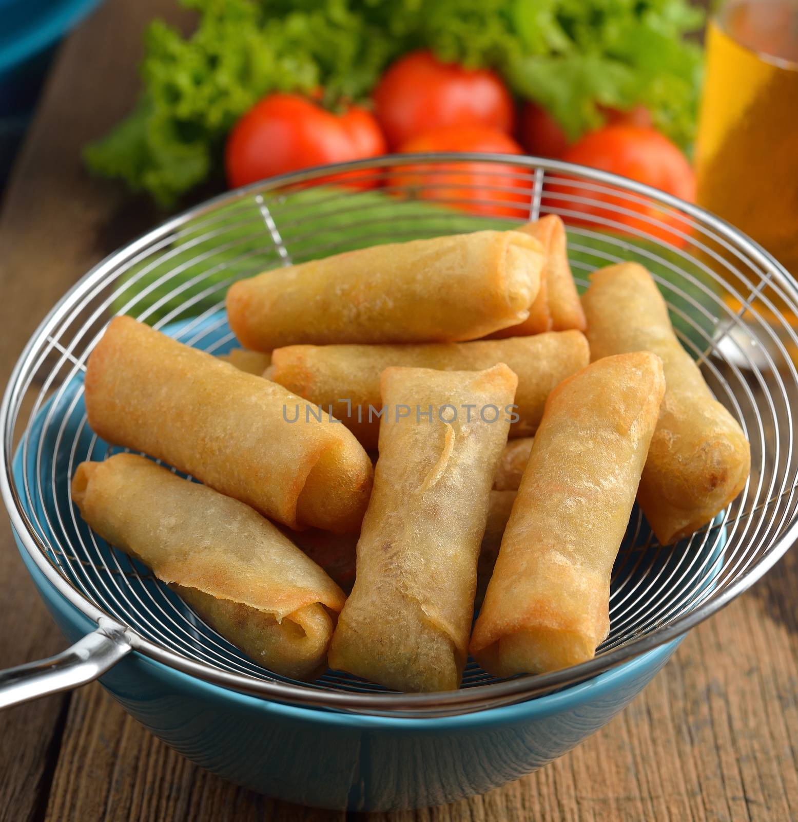 Fried Chinese Traditional Spring rolls food by sommai