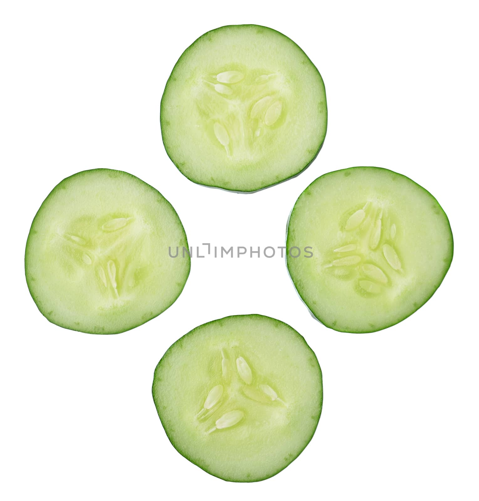 Fresh slice cucumber on white background