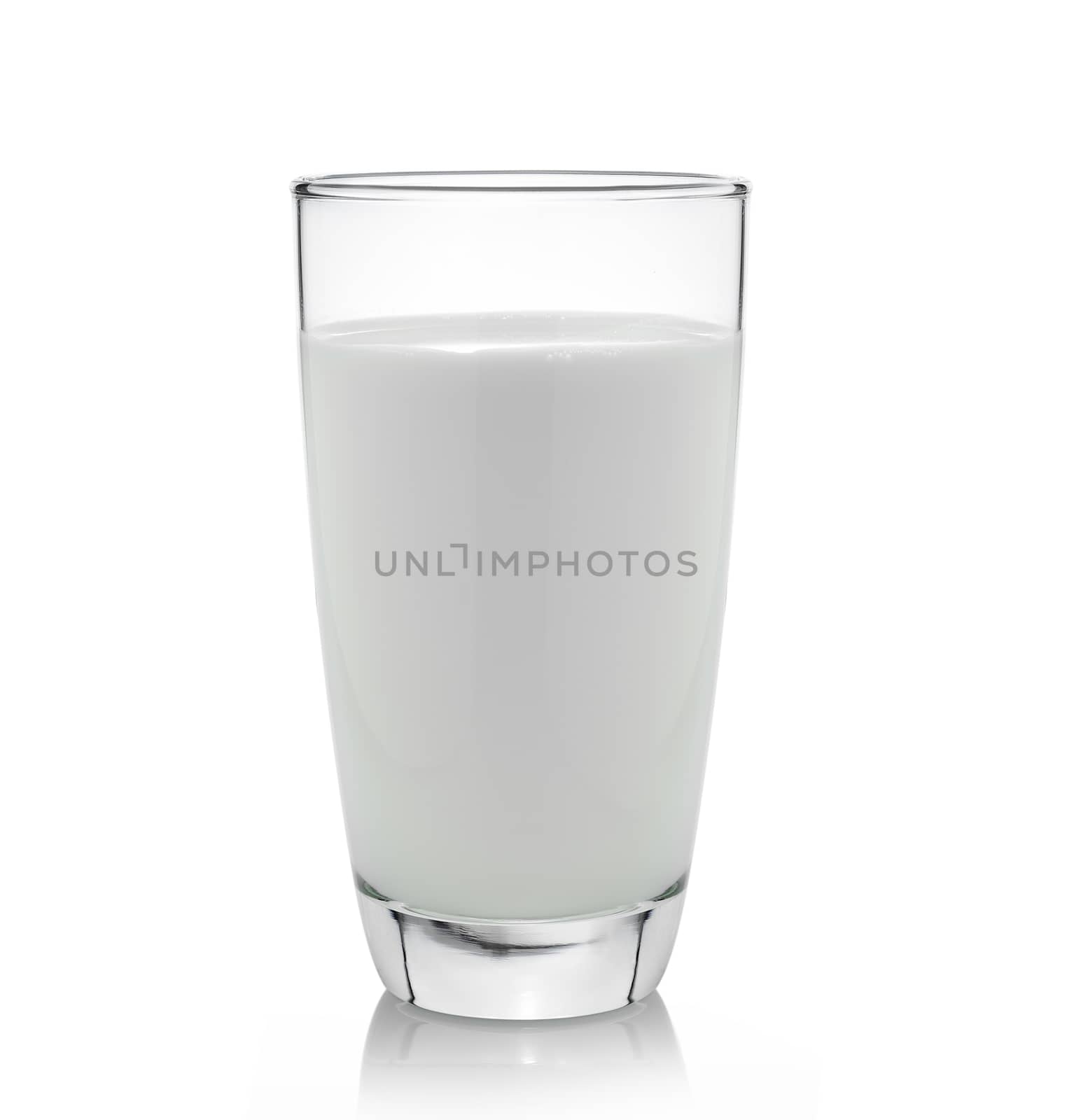 fresh milk in the glass on white background