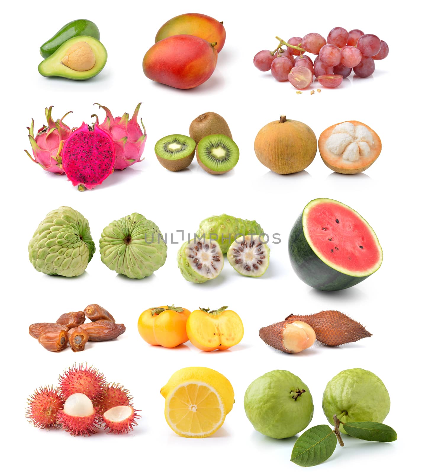 collection of Fruits isolated on white background