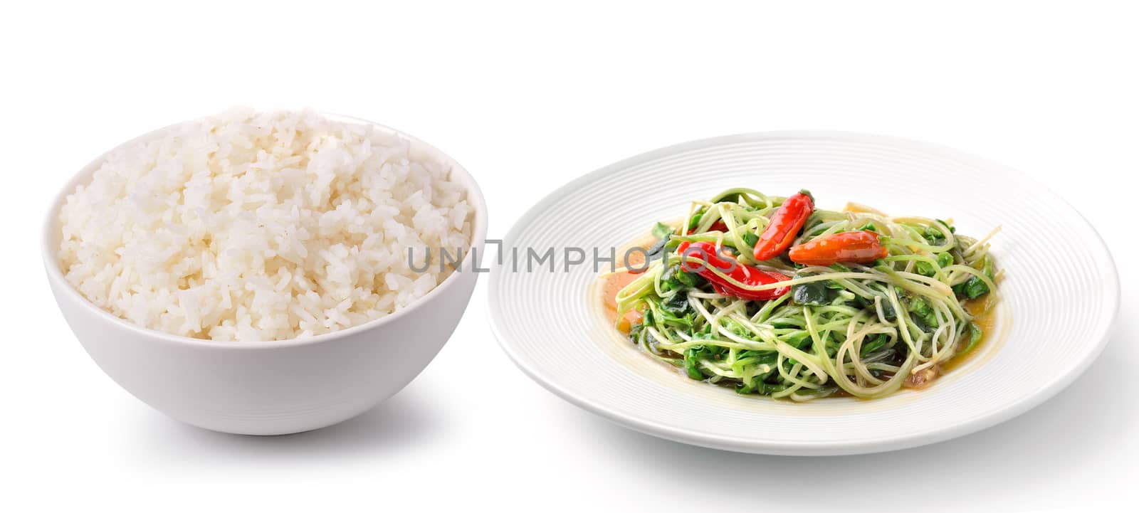 rice in a white bowl delicious food Thailand style by sommai