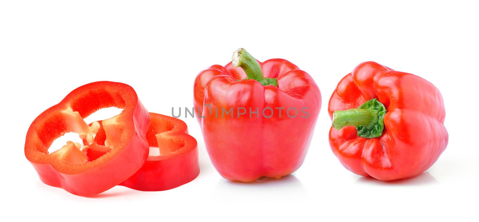 sweet red pepper isolated on white background by sommai